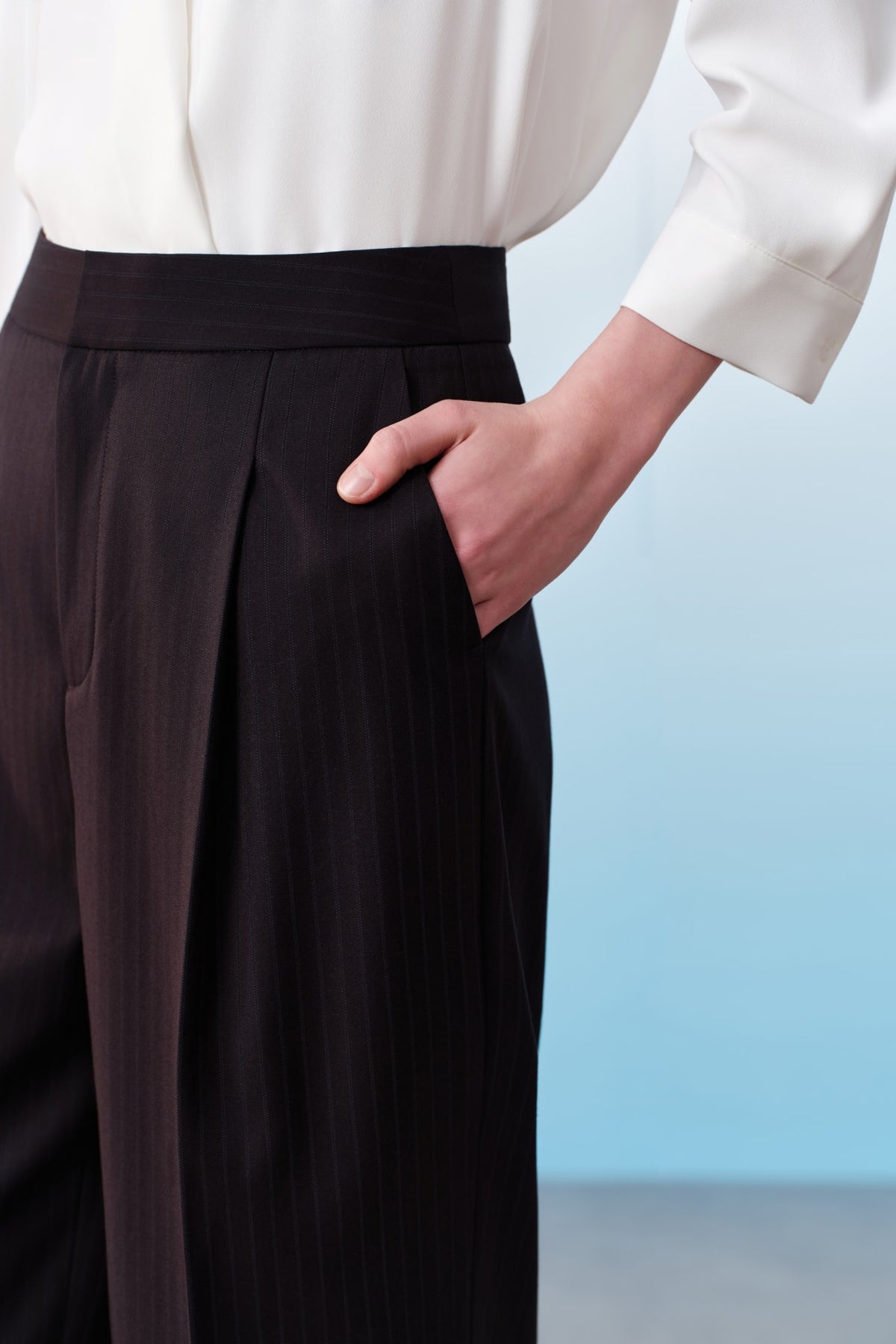 G2000 - Pants - Poly Blend Stripe Straight Leg Pants