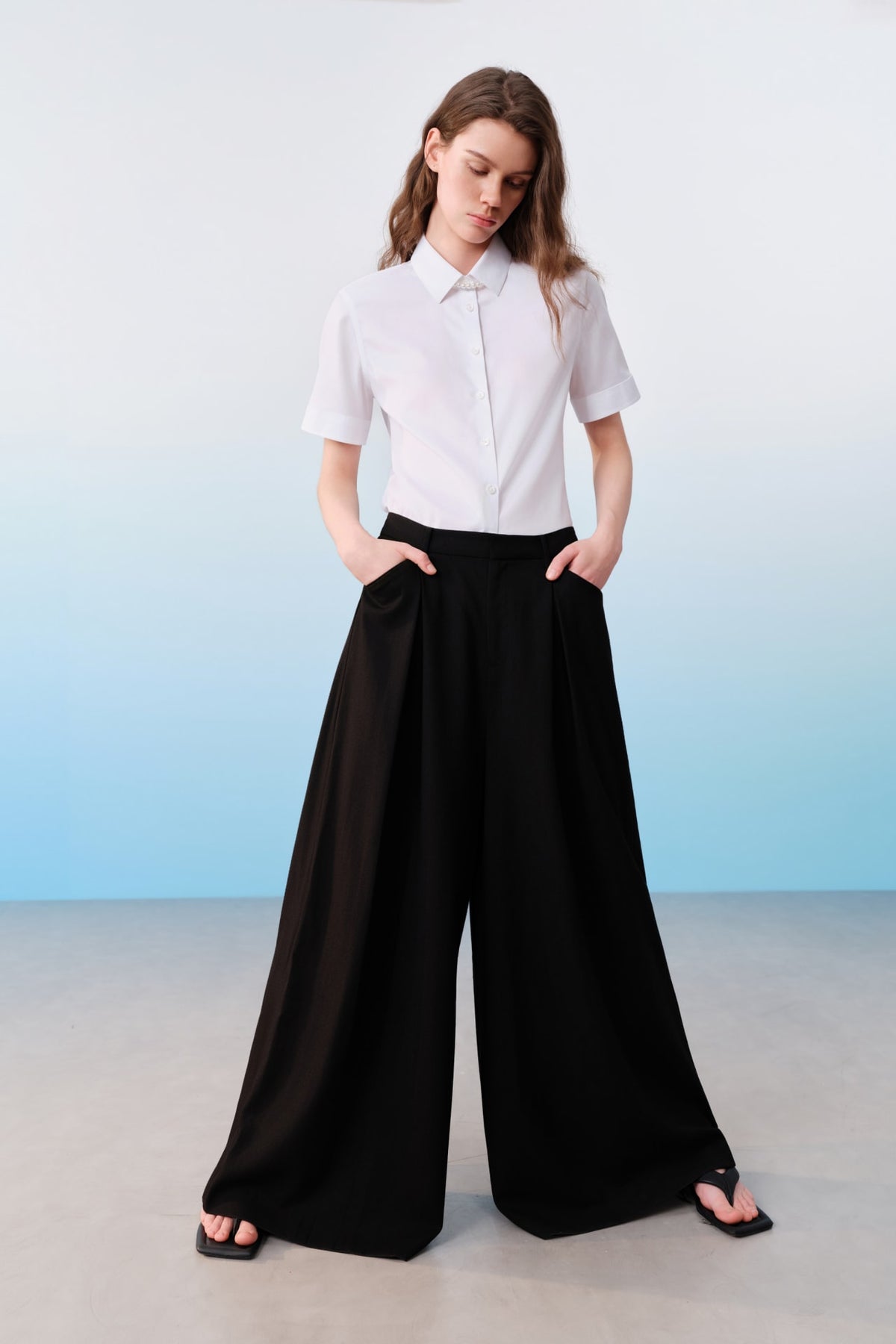 G2000 - Pants - Dobby Ankle Length Wide Leg Pants