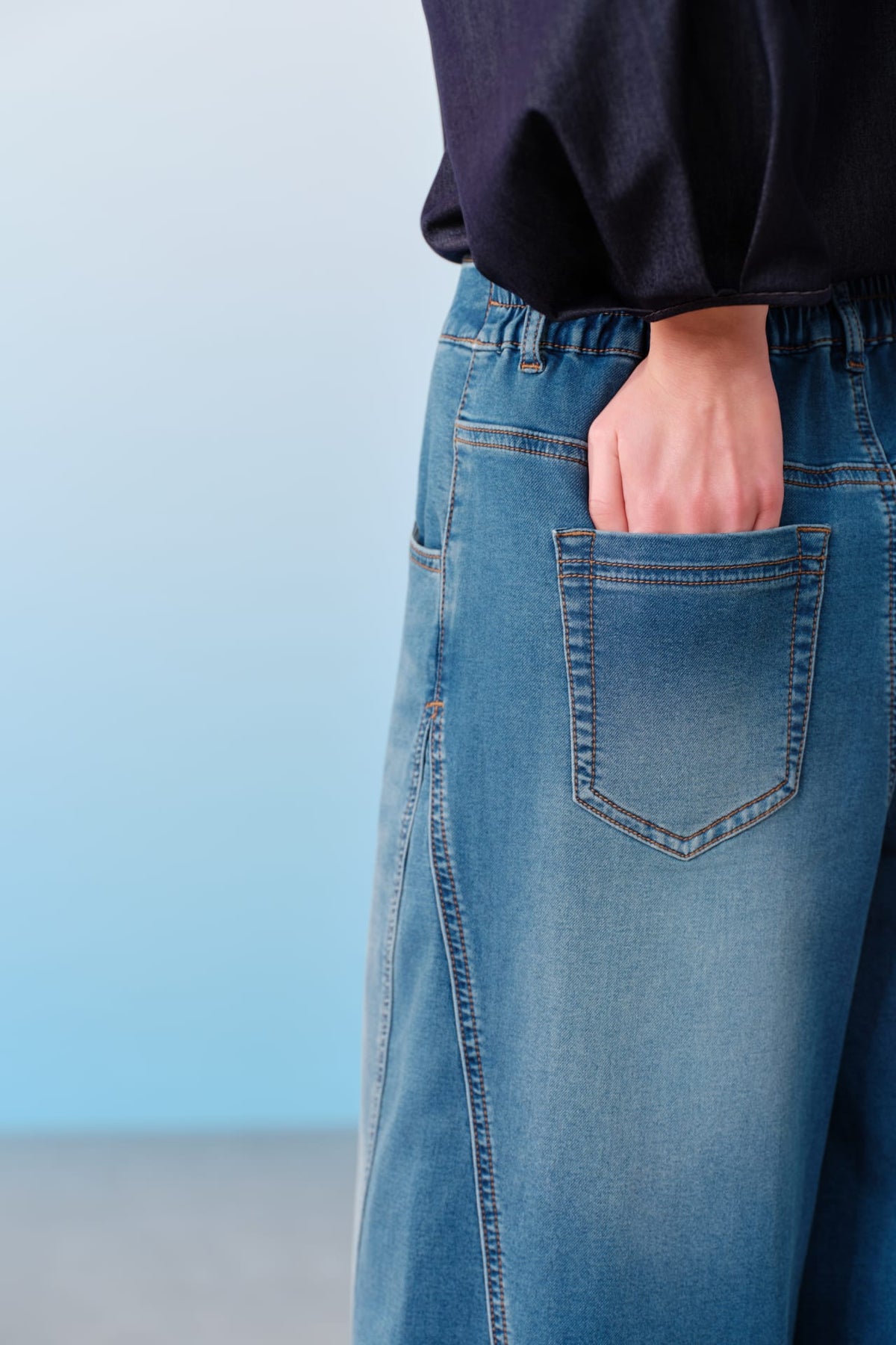 G2000 - Pants - Elastic Waist Full Length Wide Leg Pants