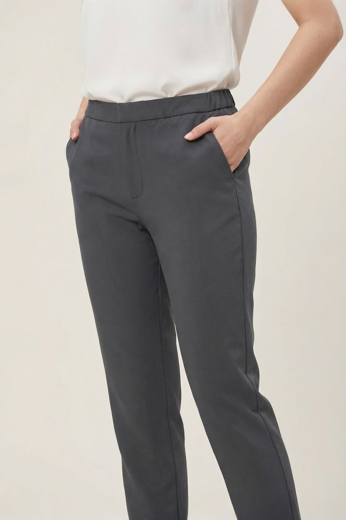 G2000 Pants Elastic Waist Ankle Skinny Casual Pants Asphalt Skinny