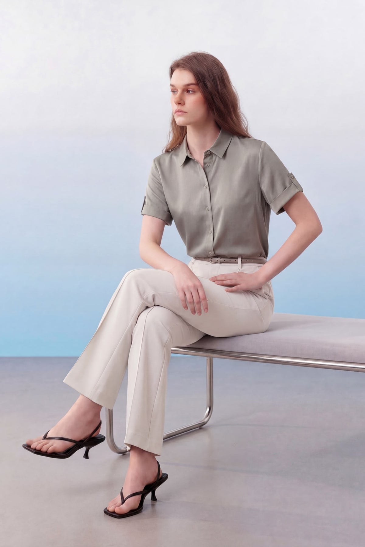 G2000 - Pants - Multi-Way Stretch Belted Slim Bootcut Pants With Belt