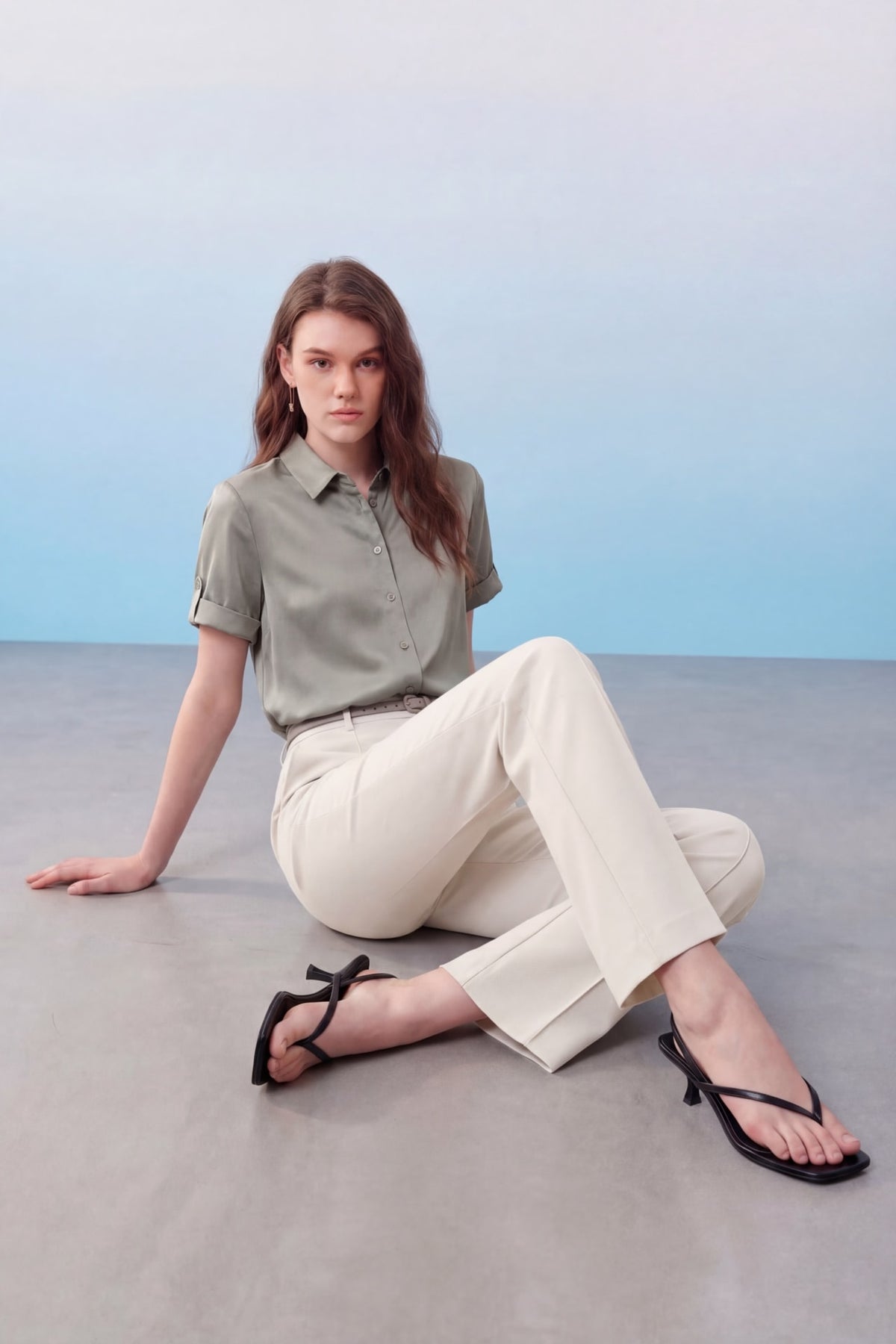 G2000 - Pants - Multi-Way Stretch Belted Slim Bootcut Pants With Belt