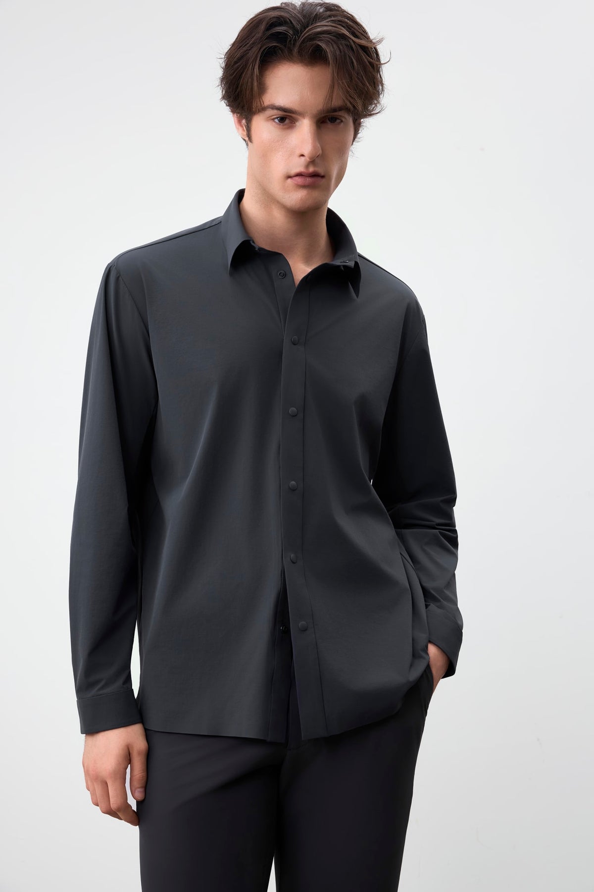 G2000 Shirts Three-Proof Finish Nylon Stretch Relax Fit Long Sleeve Casual Shirt Ombre Blue Relaxed