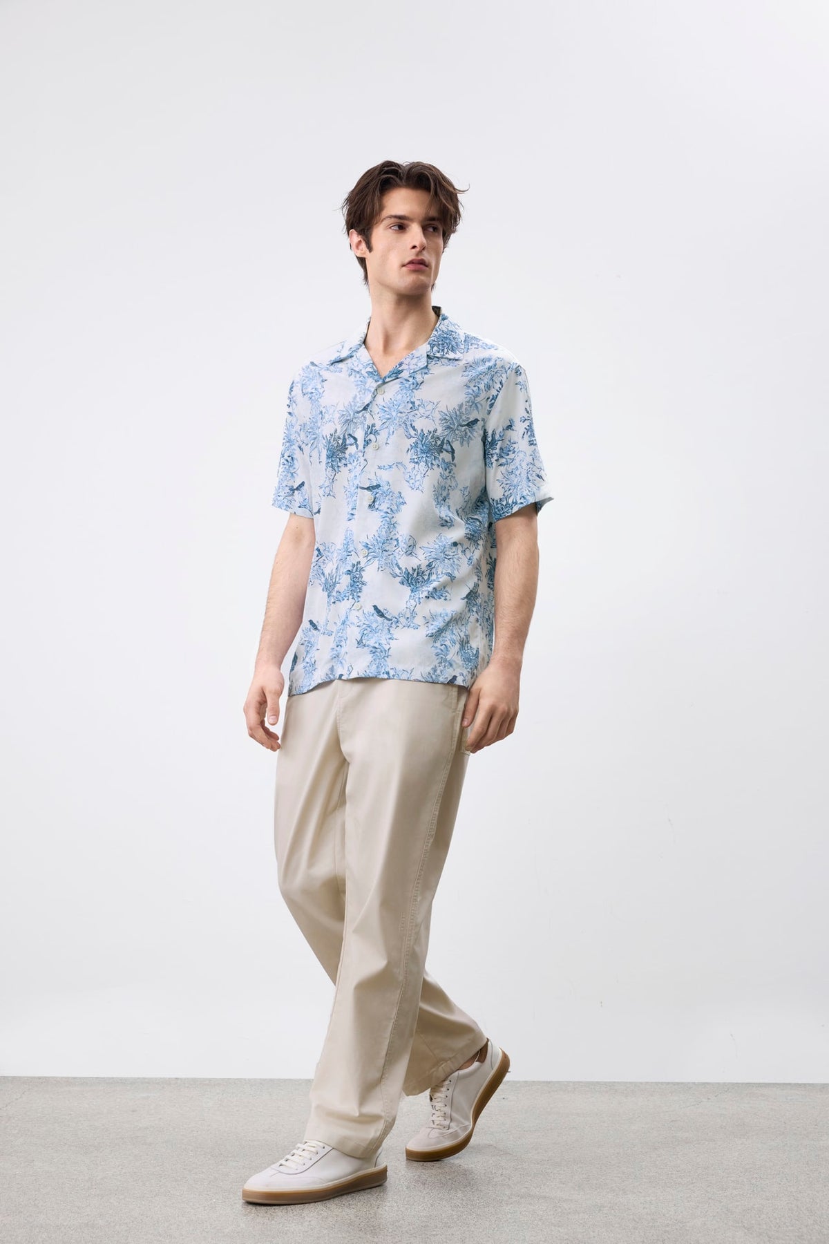 G2000 - Shirts - Modal Blend Botanical Print Relax Fit Short Sleeve Casual Shirt