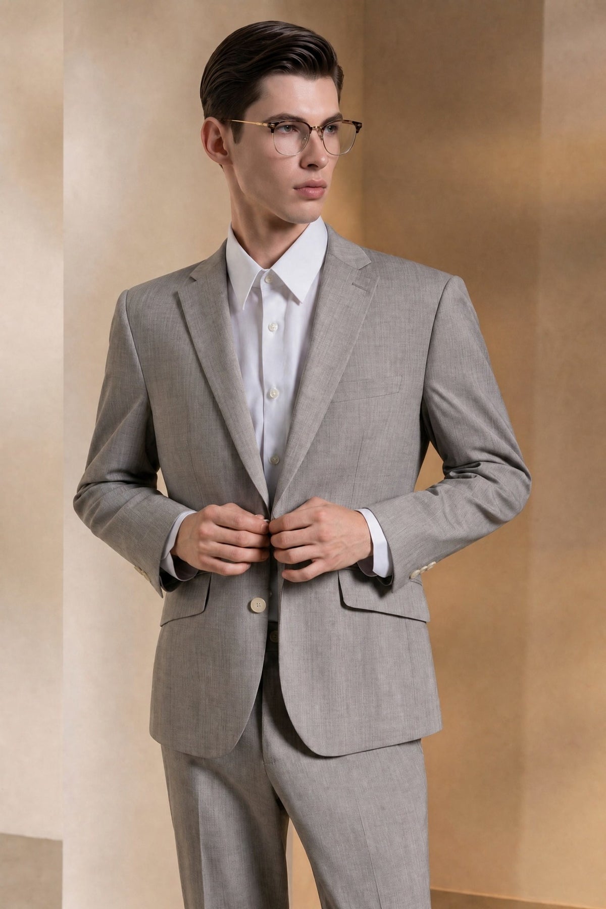 G2000 - Suits - Linen Blend Texture Smart Fit Suit Blazer - Smart - Beige