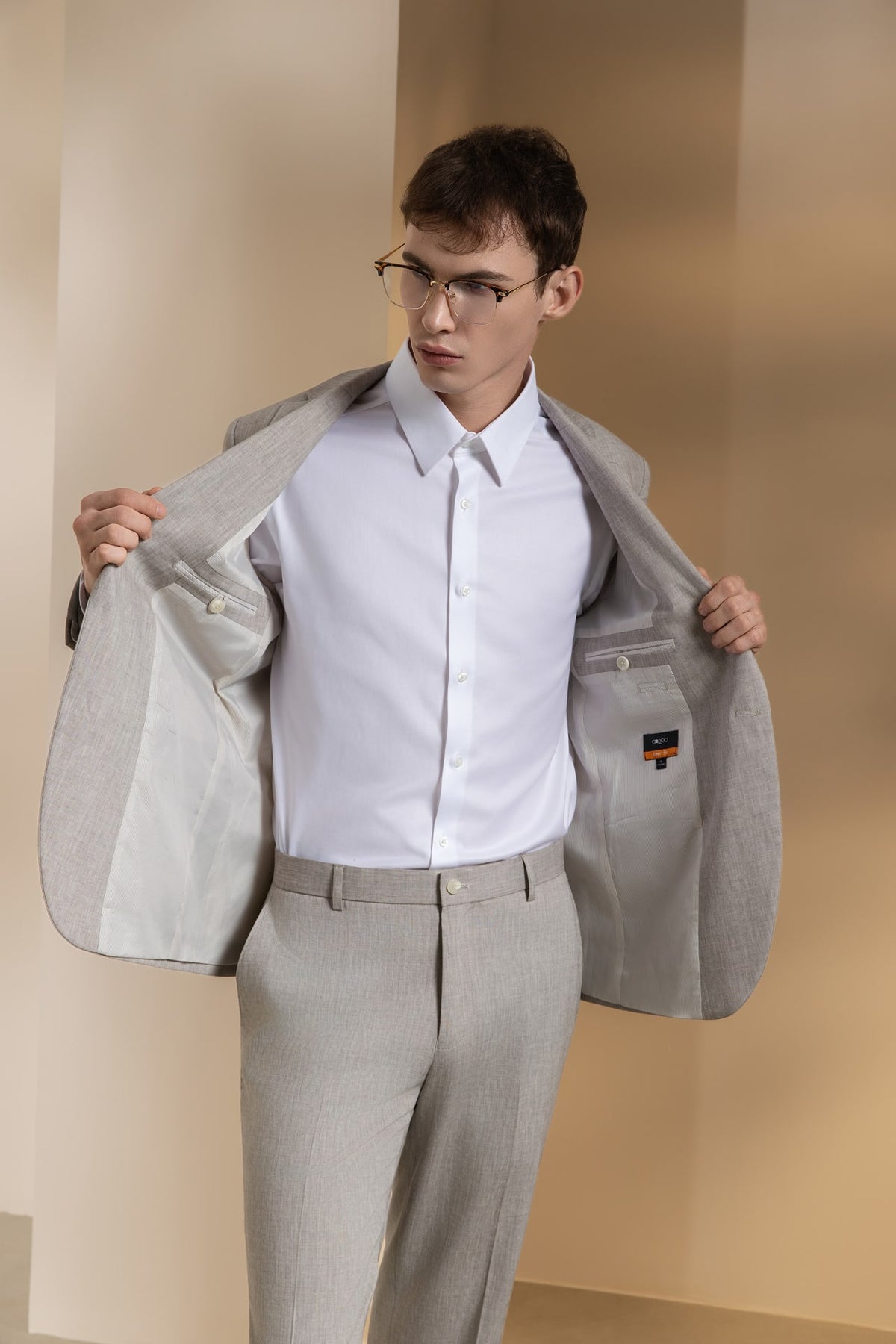 G2000 - Suits - Linen Blend Texture Smart Fit Suit Blazer