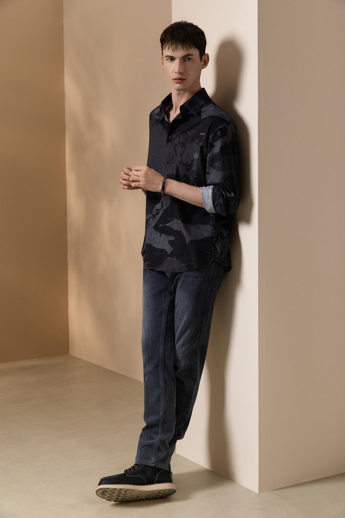 G2000 - Shirts - Non-Iron Pure Cotton Topographic Map Print Relax Fit Long Sleeve Casual Shirt
