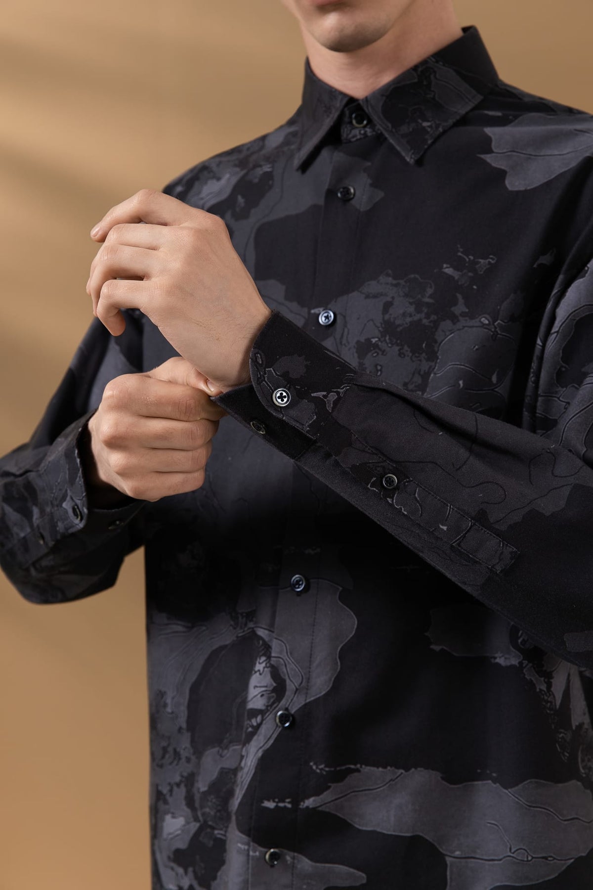 G2000 - Shirts - Non-Iron Pure Cotton Topographic Map Print Relax Fit Long Sleeve Casual Shirt