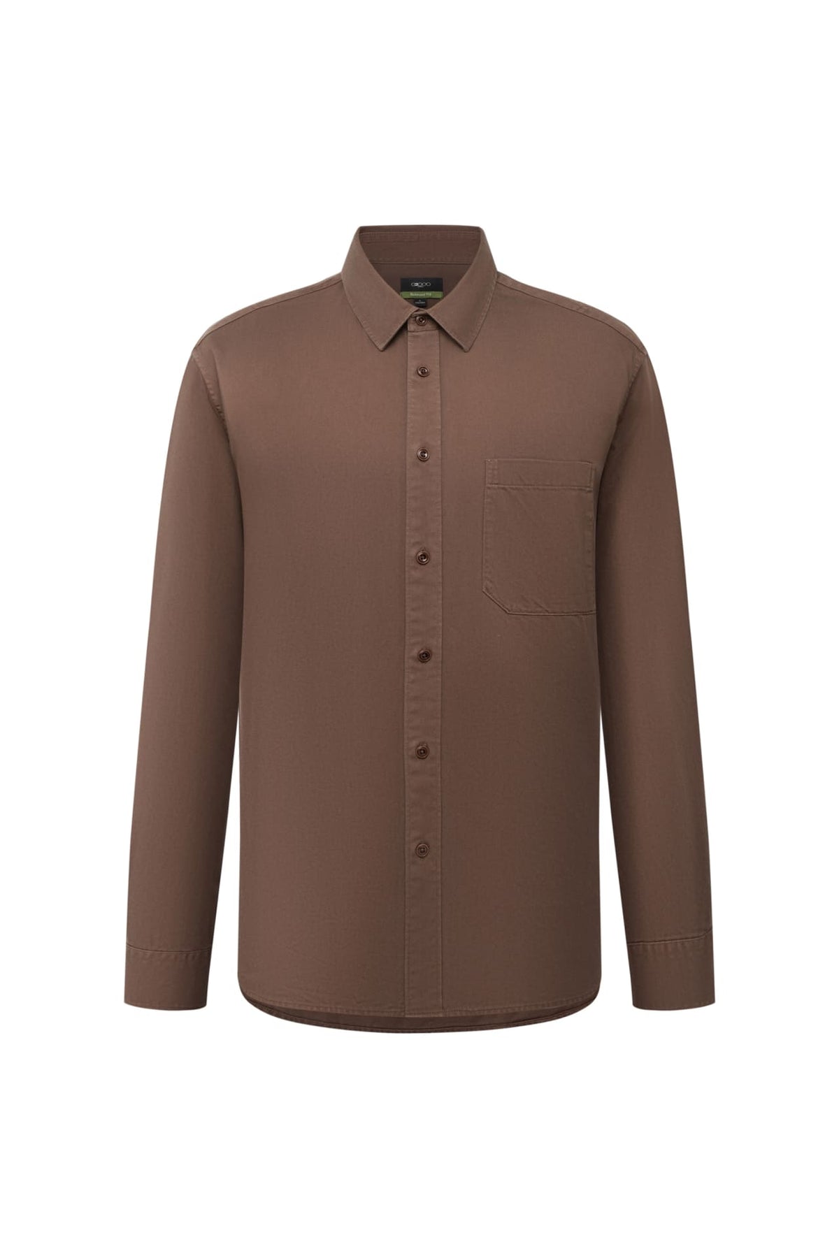 Pure Cotton Garment Dye Plain Weave Relax Fit Long Sleeve Casual Shirt