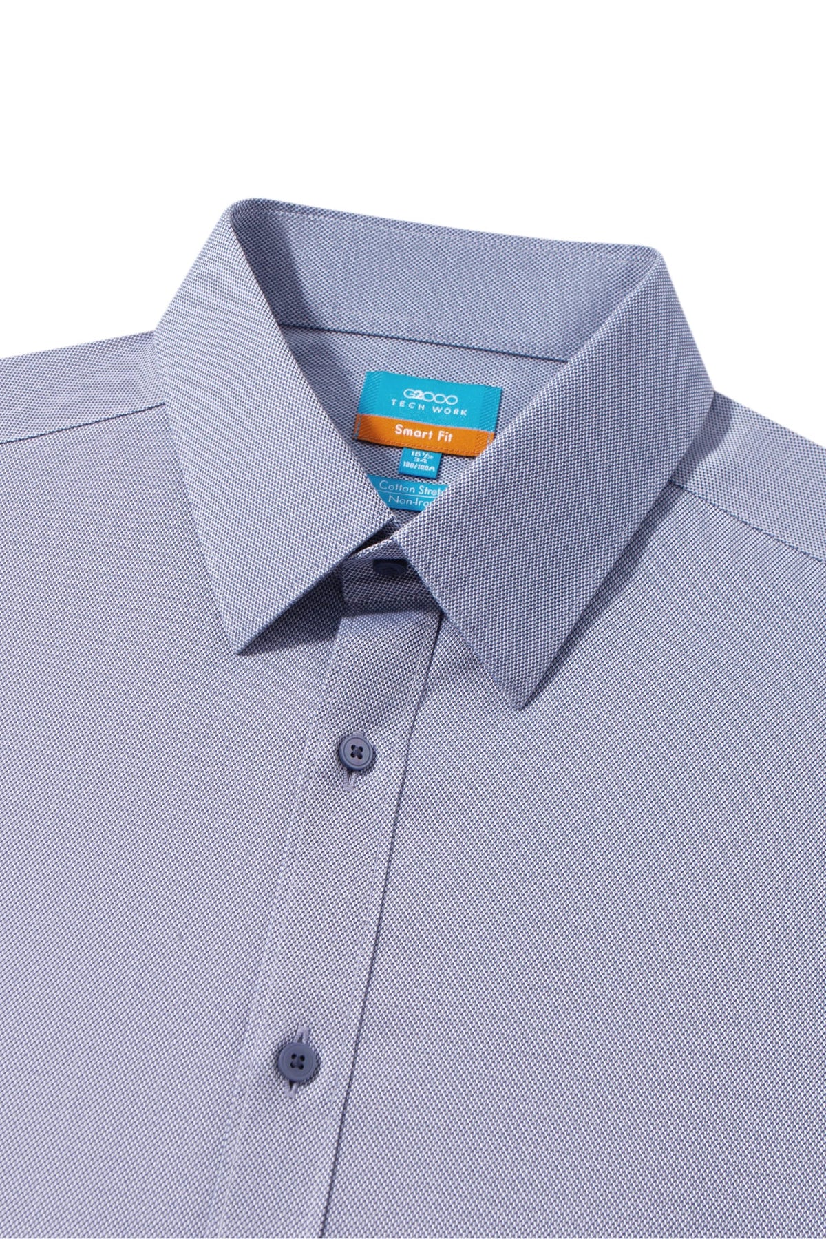 Non-Iron Cotton Stretch Dobby Texture Smart Fit Long Sleeve Shirt