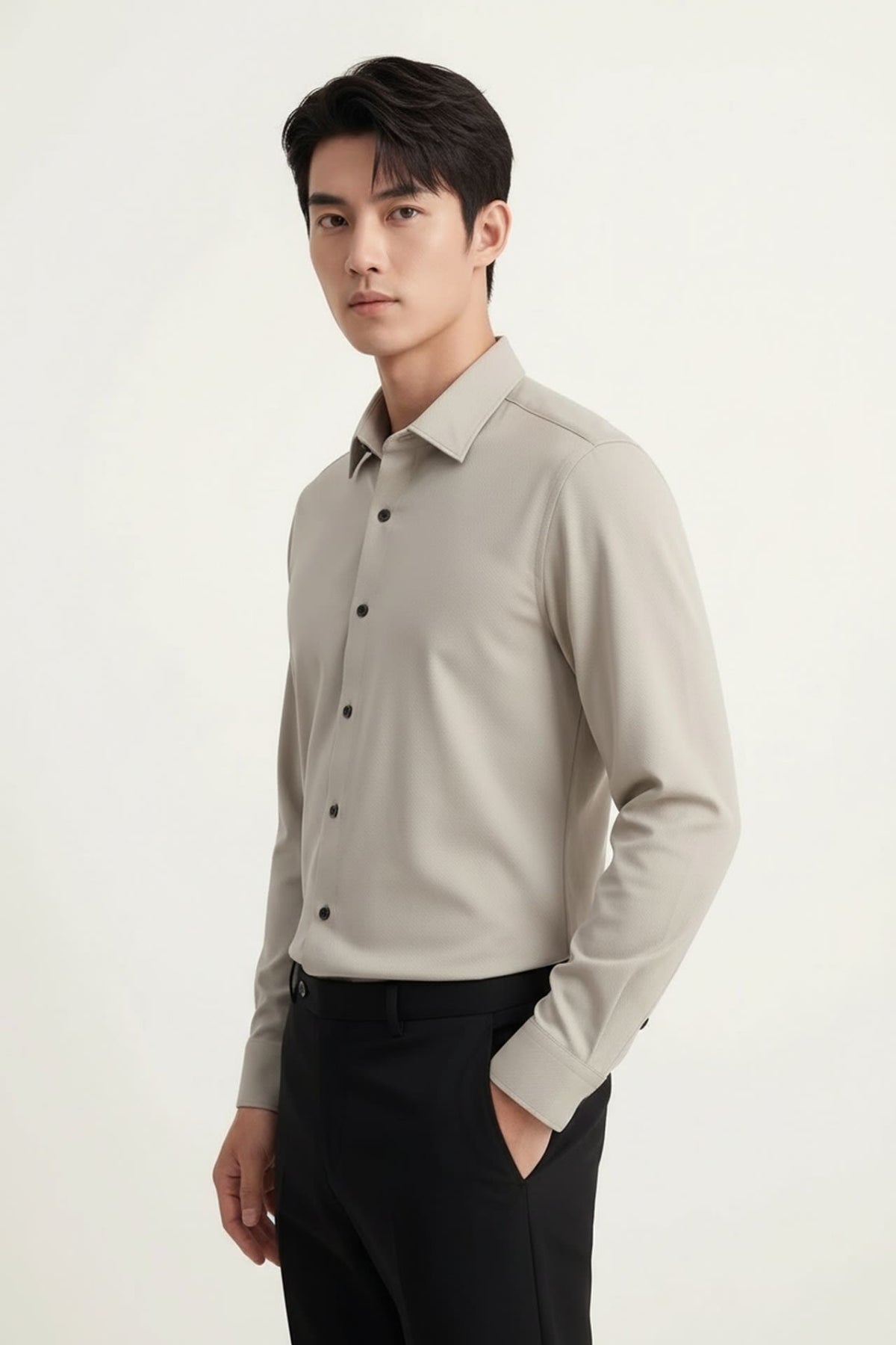 Non-Iron Dry Stretch Fine Twill Slim Fit Long Sleeve Shirt