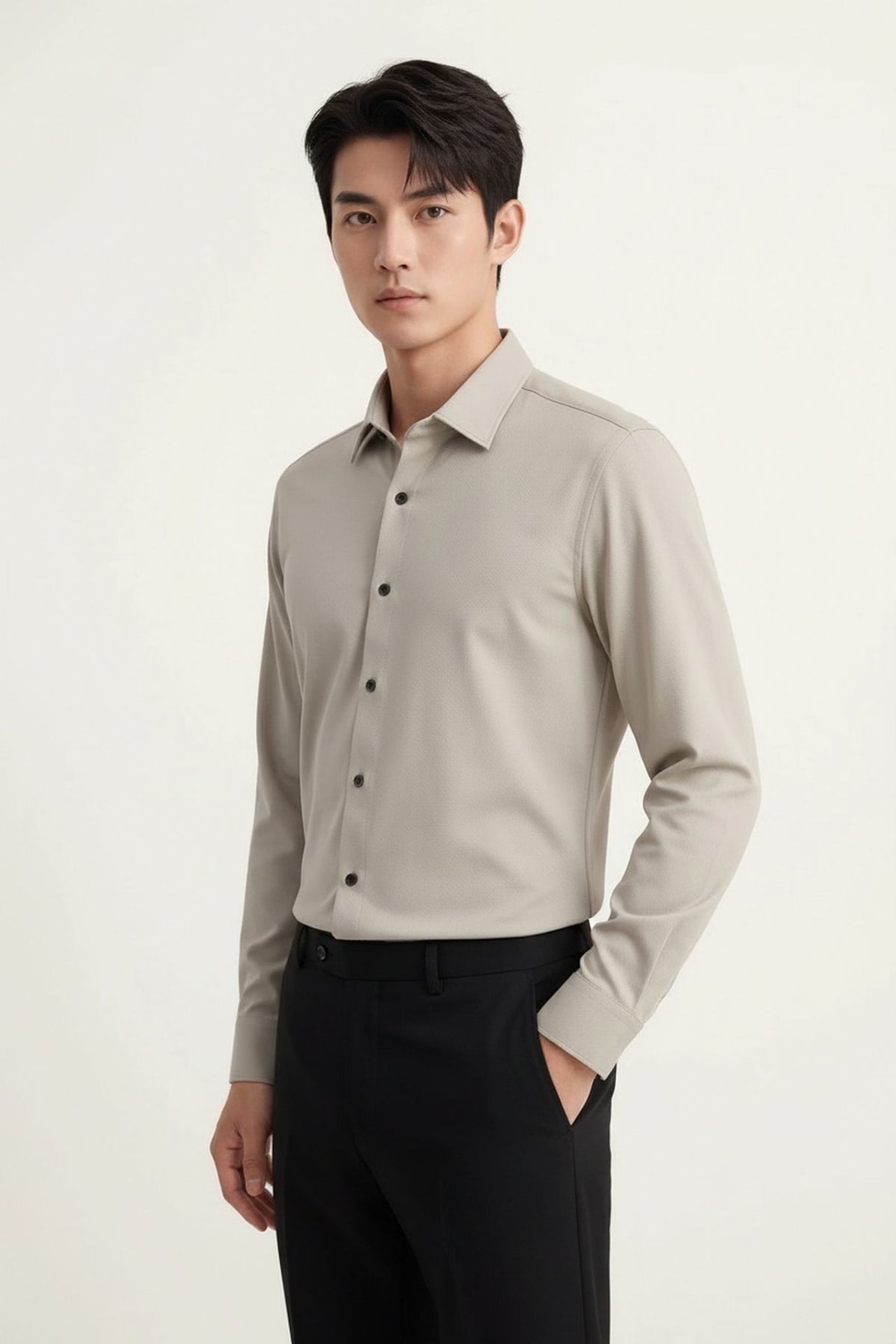 Non-Iron Dry Stretch Fine Twill Slim Fit Long Sleeve Shirt