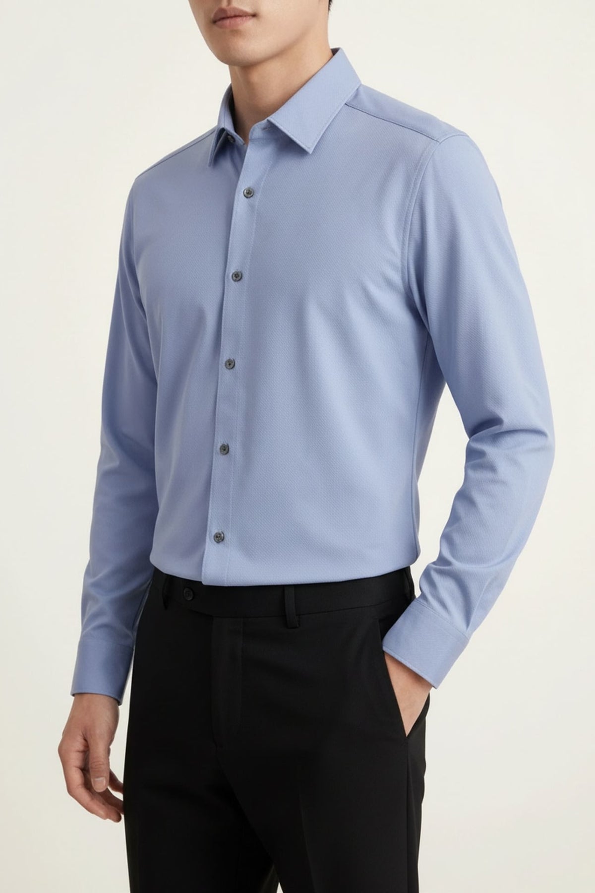 Non-Iron Dry Stretch Fine Twill Slim Fit Long Sleeve Shirt