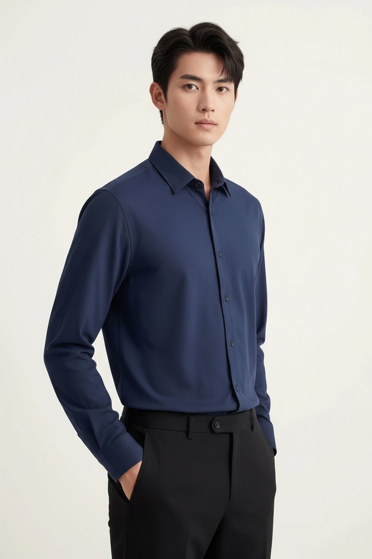 Non-Iron Dry Stretch Fine Twill Slim Fit Long Sleeve Shirt