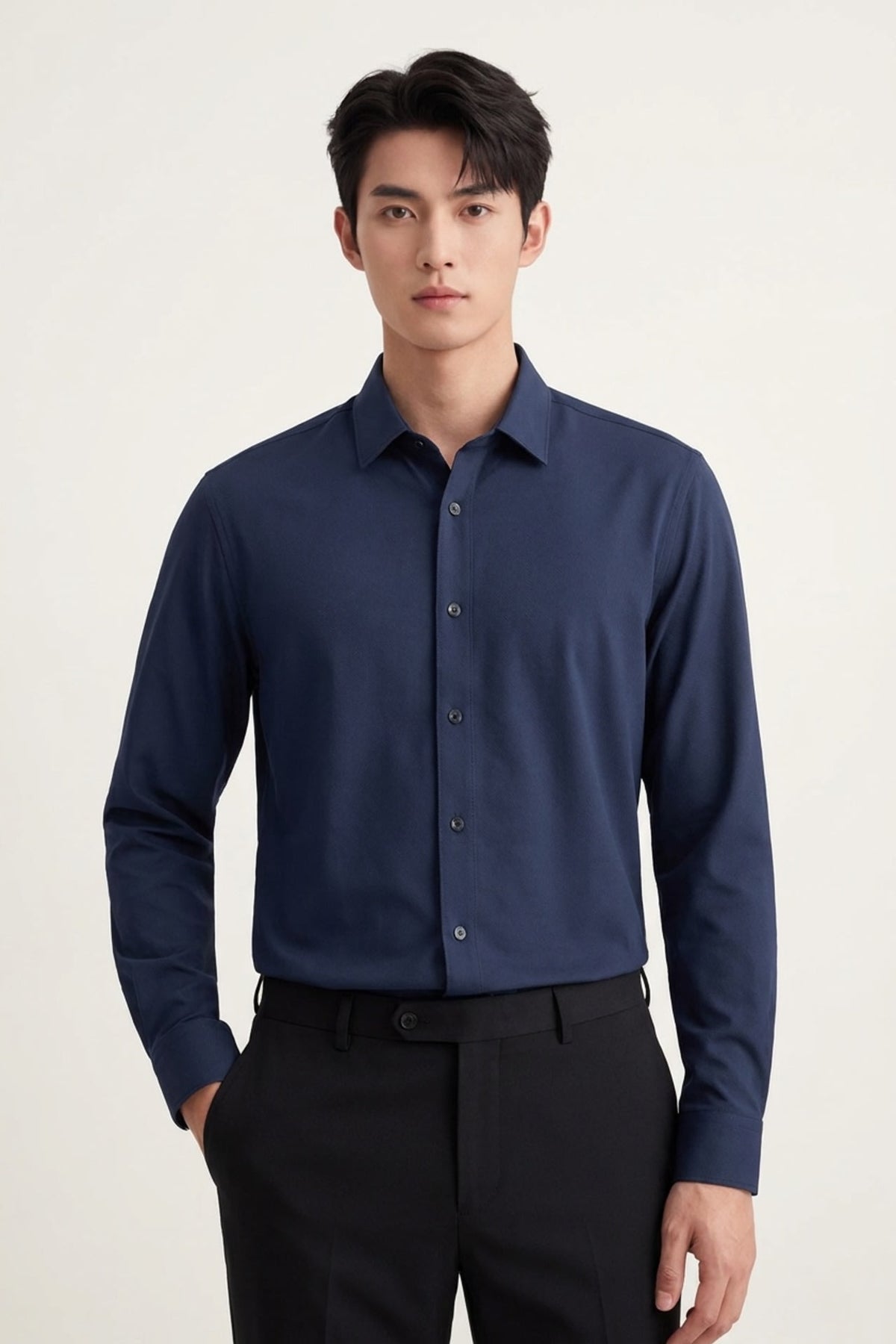 Non-Iron Dry Stretch Fine Twill Slim Fit Long Sleeve Shirt