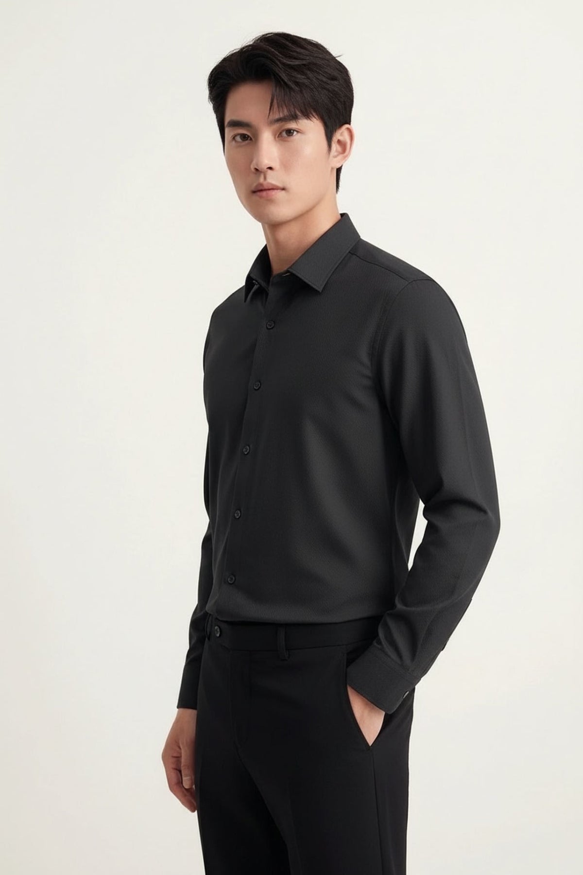 Non-Iron Dry Stretch Fine Twill Slim Fit Long Sleeve Shirt