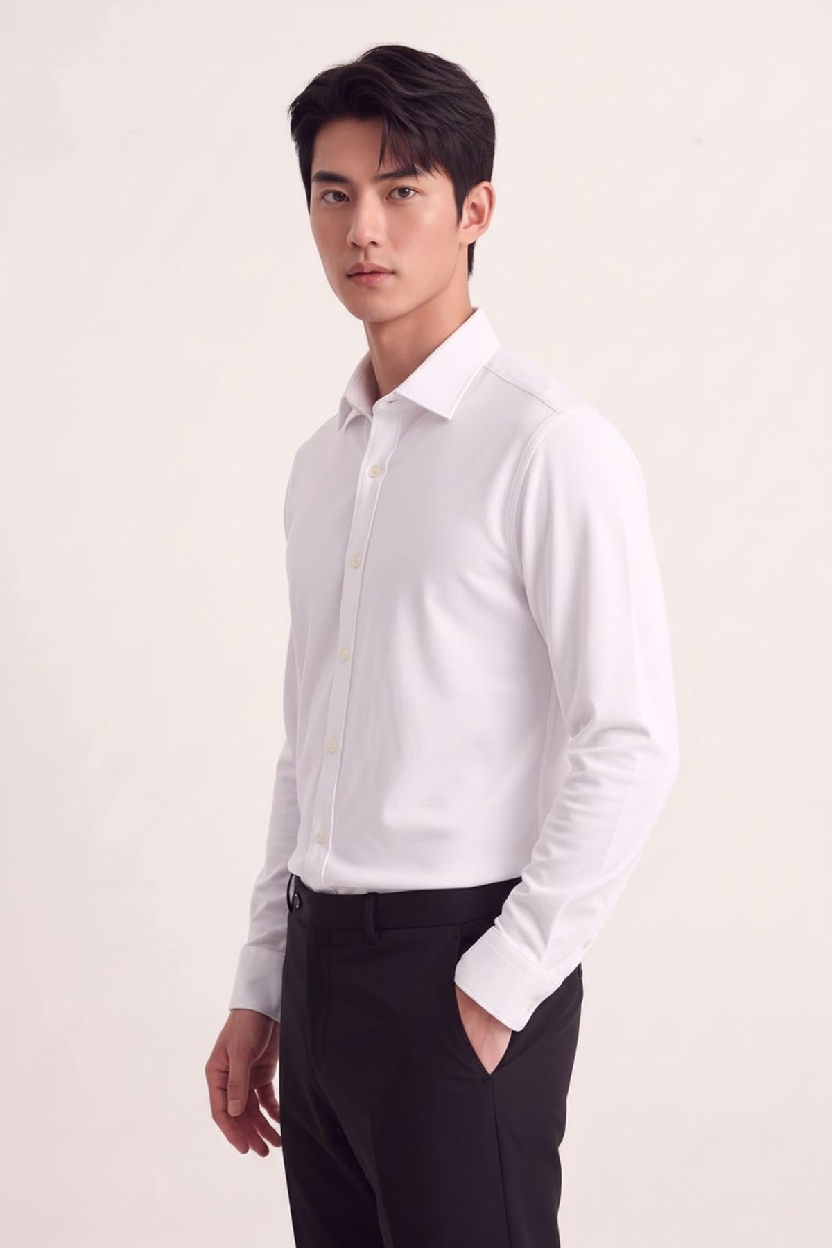 Easy Ironing Opaque UV Protection Dobby Texture Slim Fit Long Sleeve Shirt