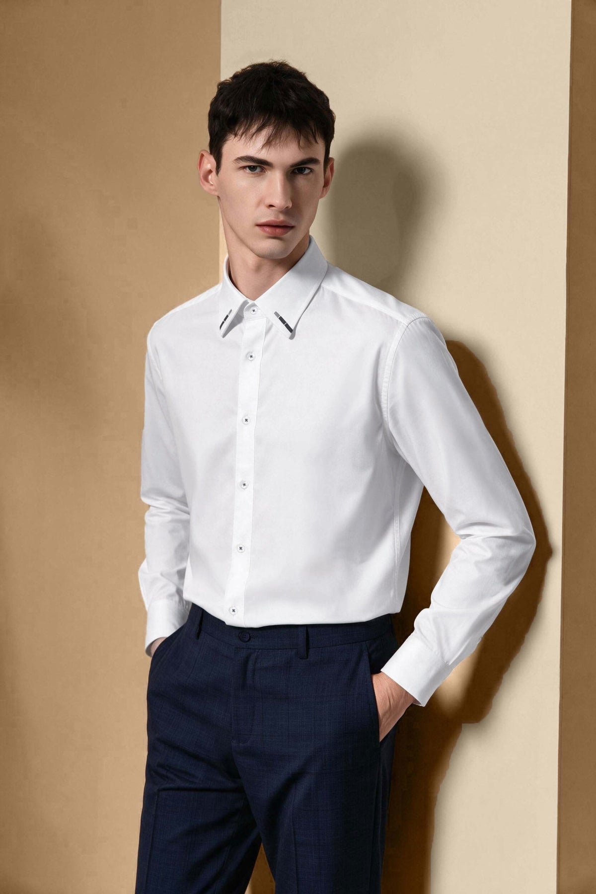 Easy Ironing Opaque UV Protection Fine Twill Smart Fit Long Sleeve Shirt