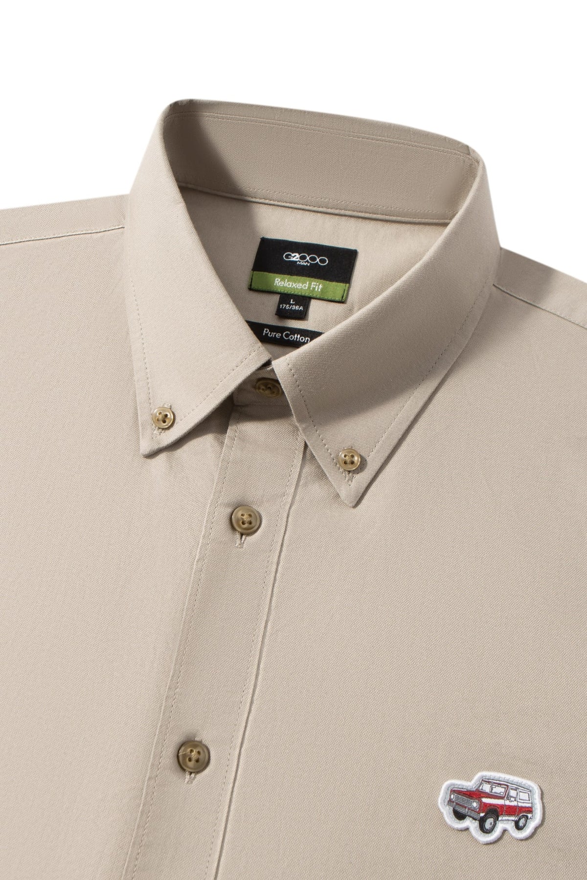 Pure Cotton Oxford Relax Fit Short Sleeve Casual Shirt with Logo