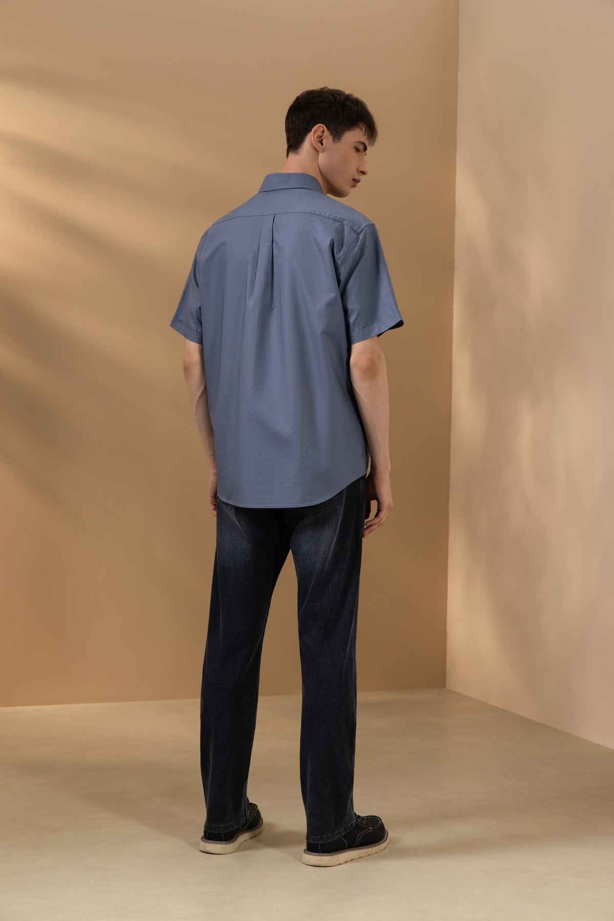 Pure Cotton Oxford Relax Fit Short Sleeve Casual Shirt with Logo