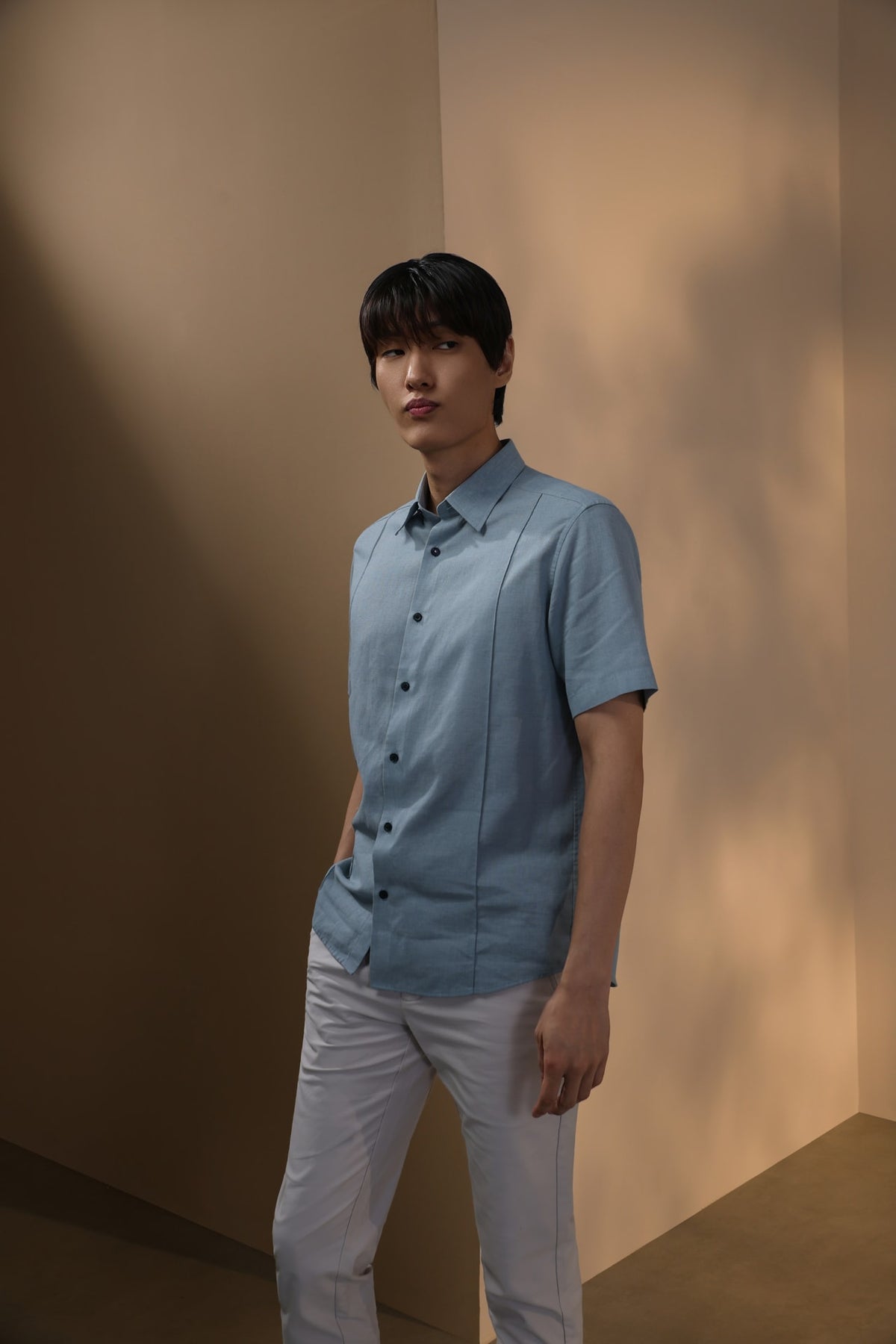 Linen Blend Comfort Fit Short Sleeve Casual Shirt