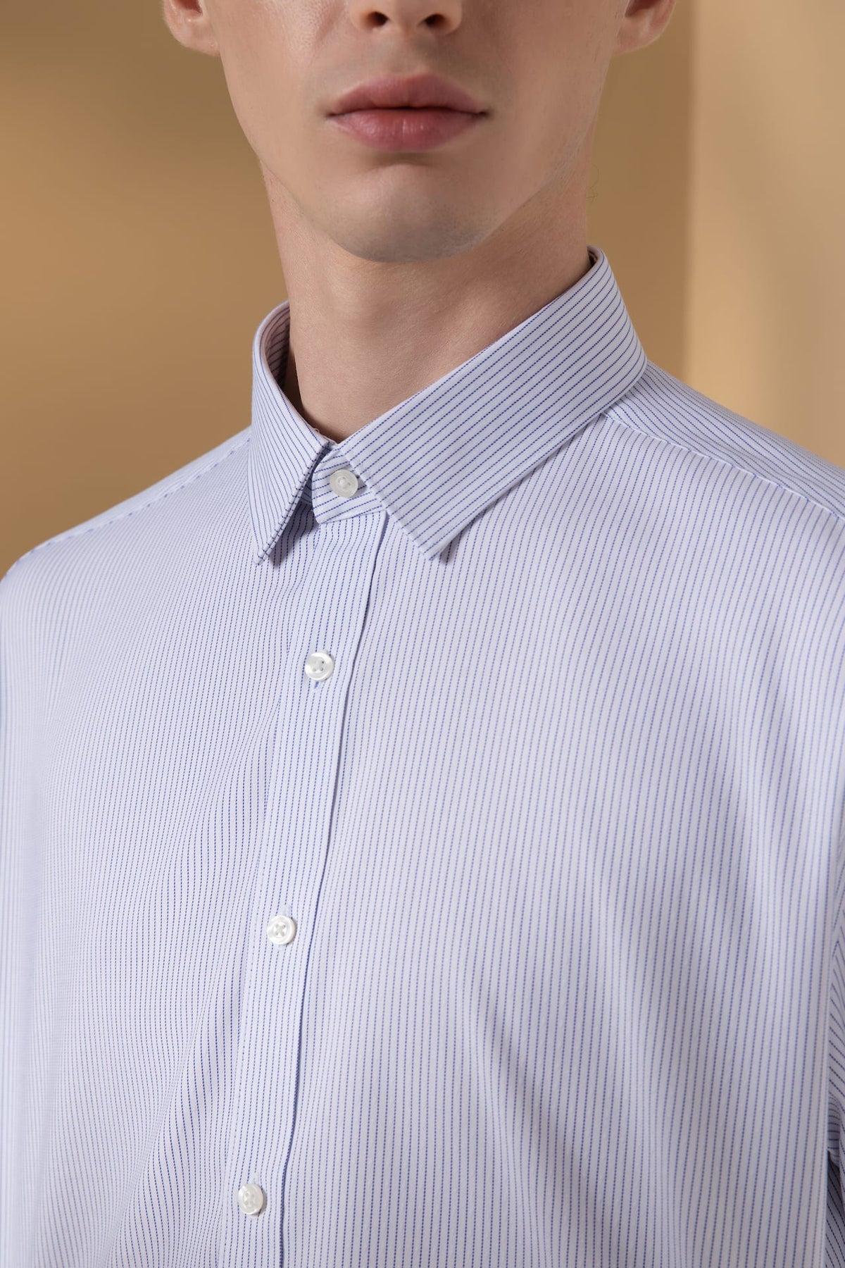 Non-Iron Three Proof Finish Stripe Smart Fit Short Sleeve Shirt
