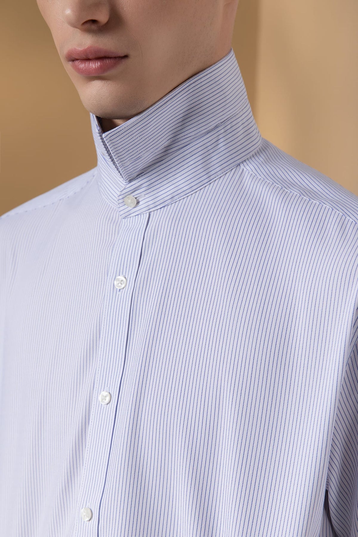 Non-Iron Three Proof Finish Stripe Smart Fit Short Sleeve Shirt