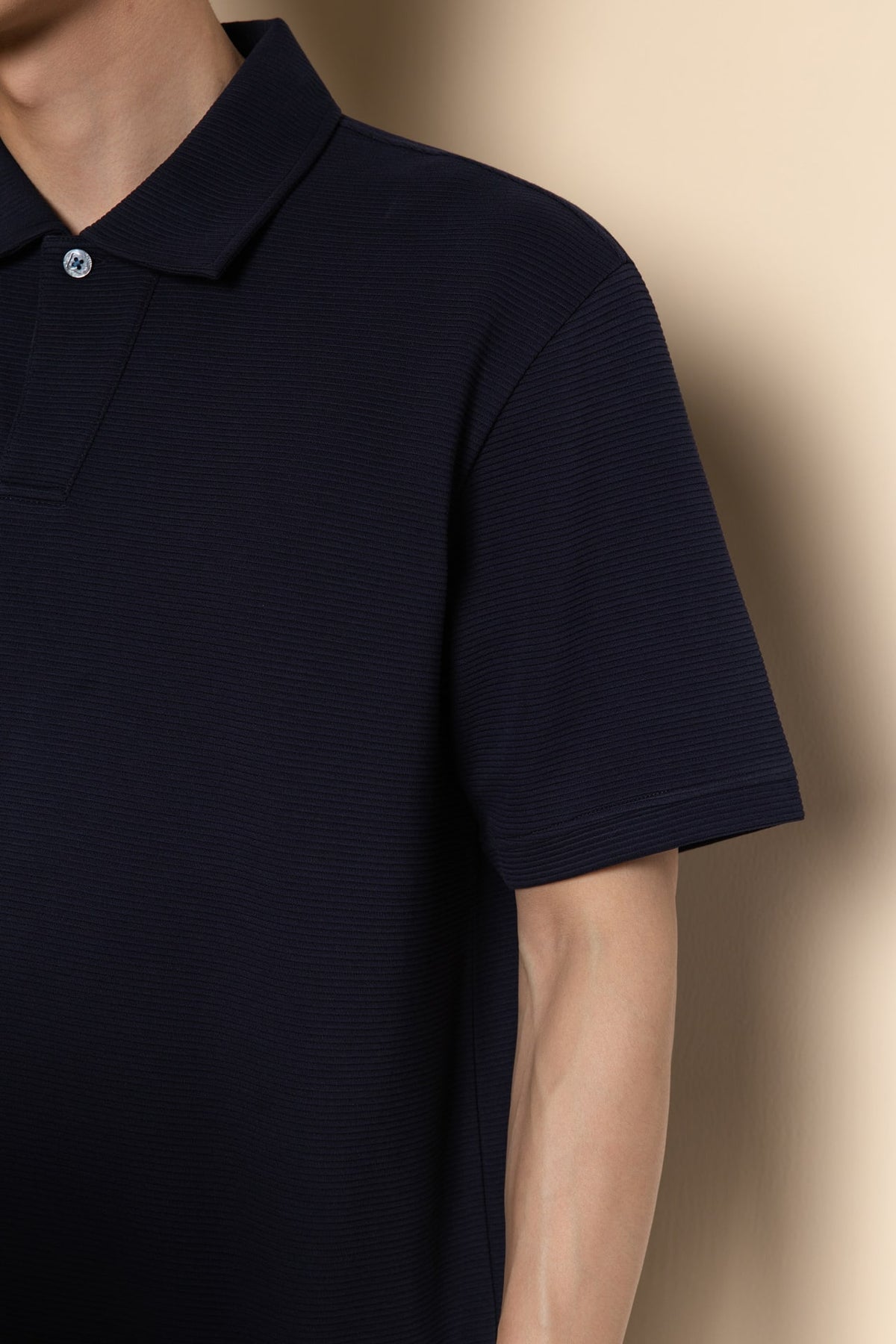 Cotton Blend Ottoman Oversize Fit Polo Tee
