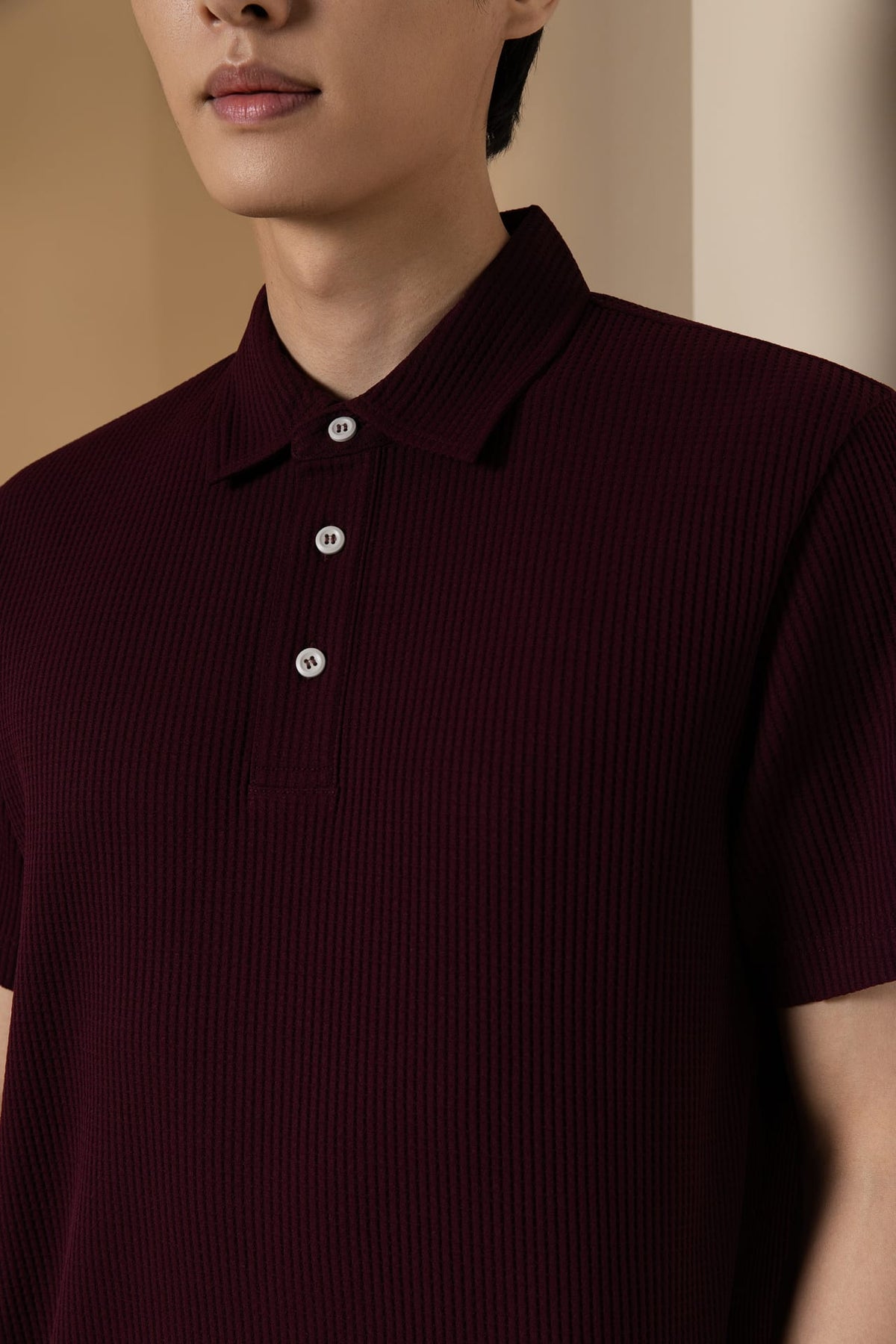 Waffle Knit Relax Fit Polo Tee