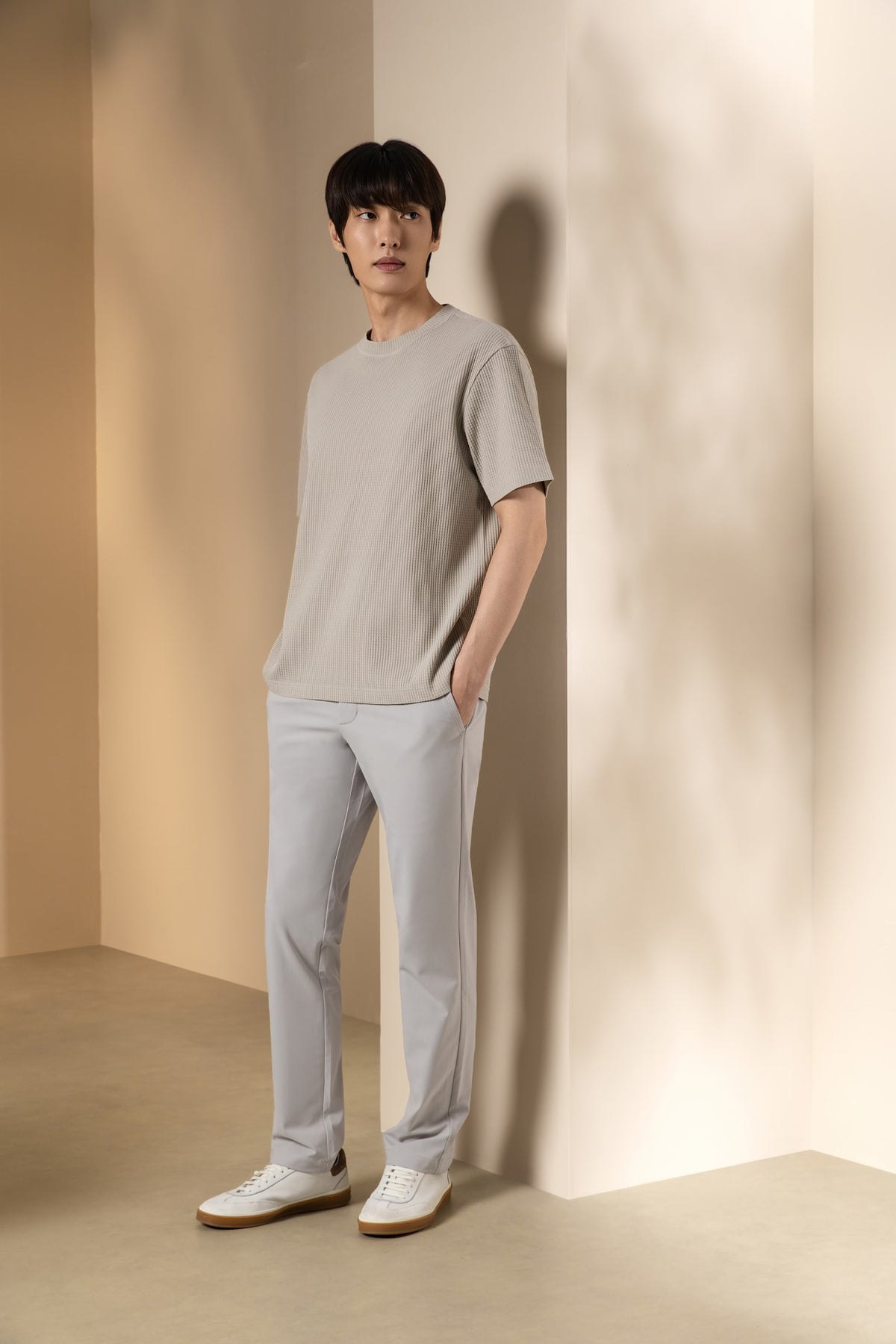 G2000 - T-Shirts - Waffle Knit Oversize Fit Mock Neck Tee