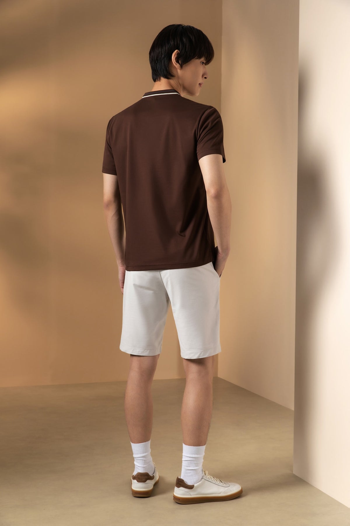 Mercerized Cotton Pique Comfort Fit Stand Collar Polo Tee