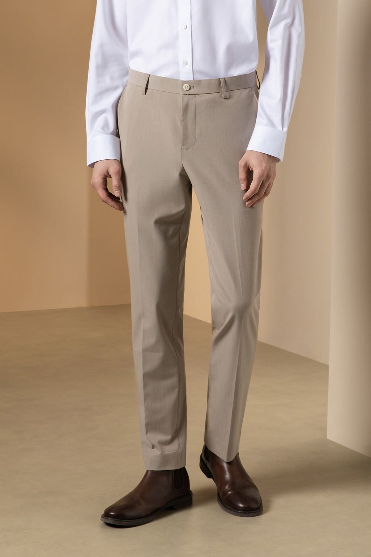 Anti-Bacterial Nylon Blend Twill Tailored Fit Suit Pants