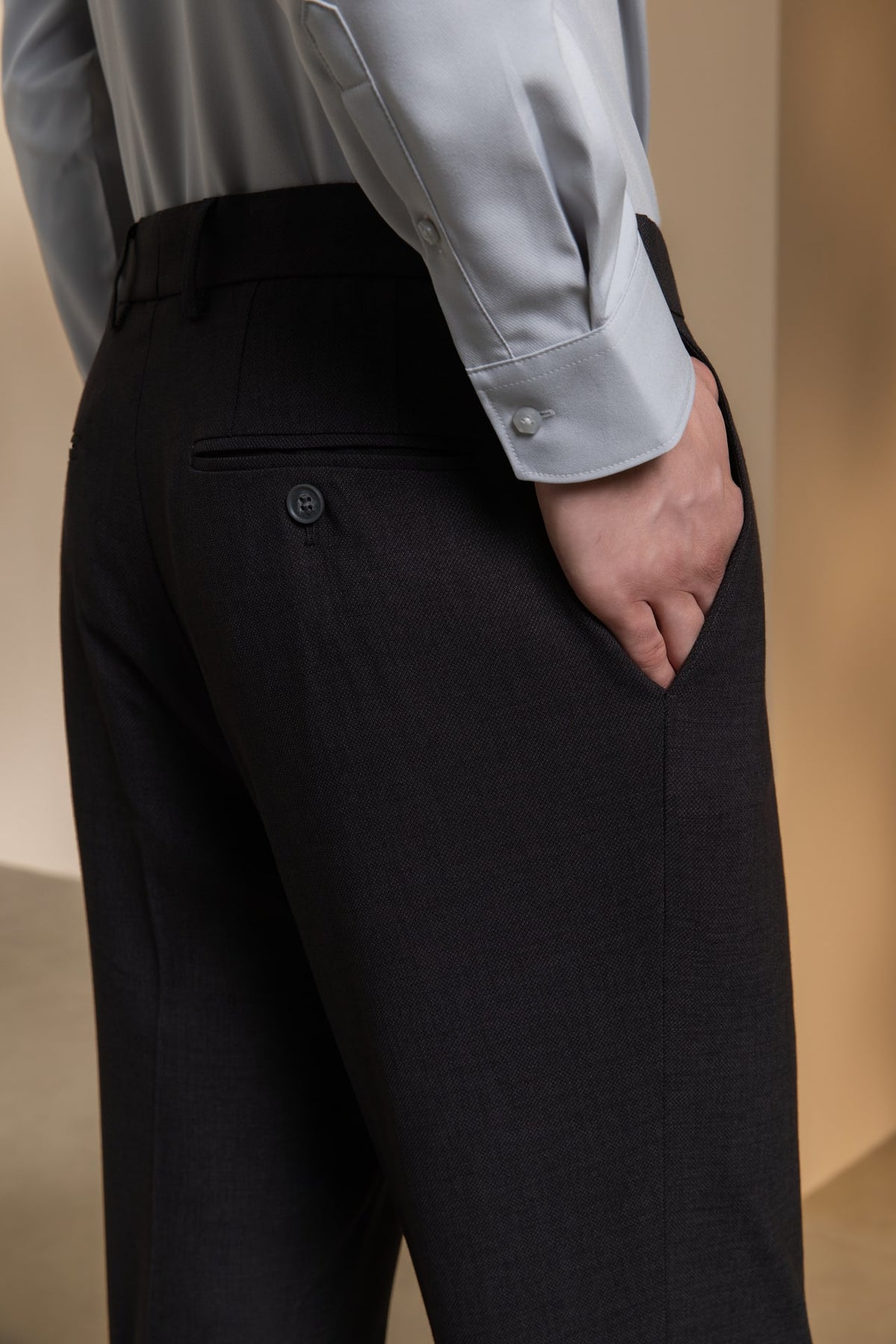 Anti-Bacterial Nylon Blend Texture Slim Fit Suit Pants