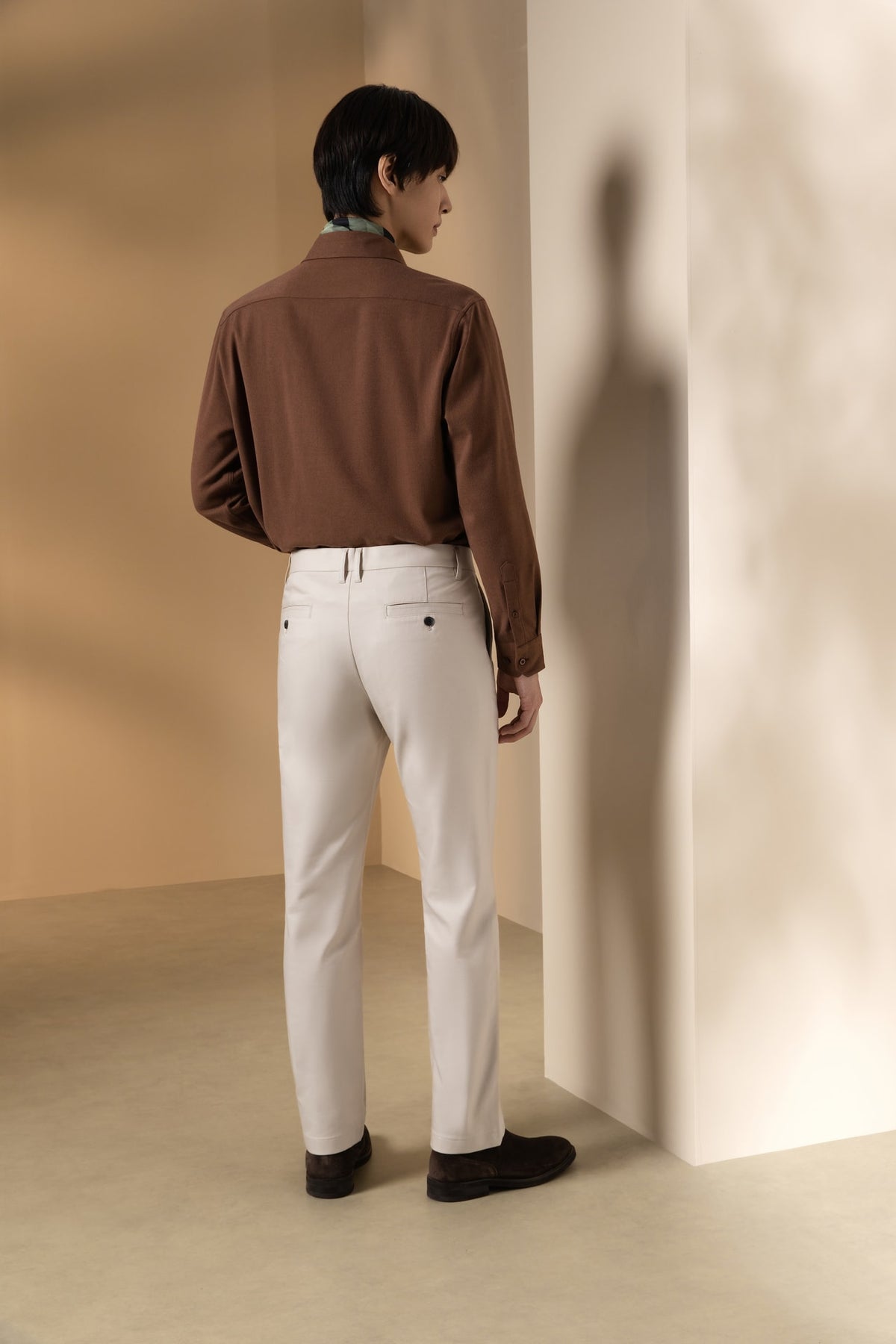 Cotton Nylon Stretch Dobby Regular Fit Casual Pants