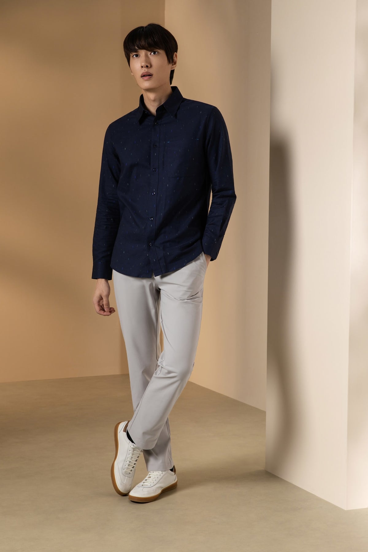Multi-Way Stretch Poly Knit Ottoman Slim Tapered Fit Casual Pants