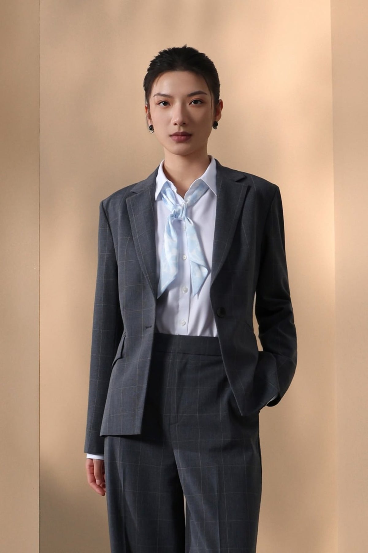 G2000 - Suits - Poly Rayon Plaid Slim Fit Suit Blazer - Slim - Asphalt