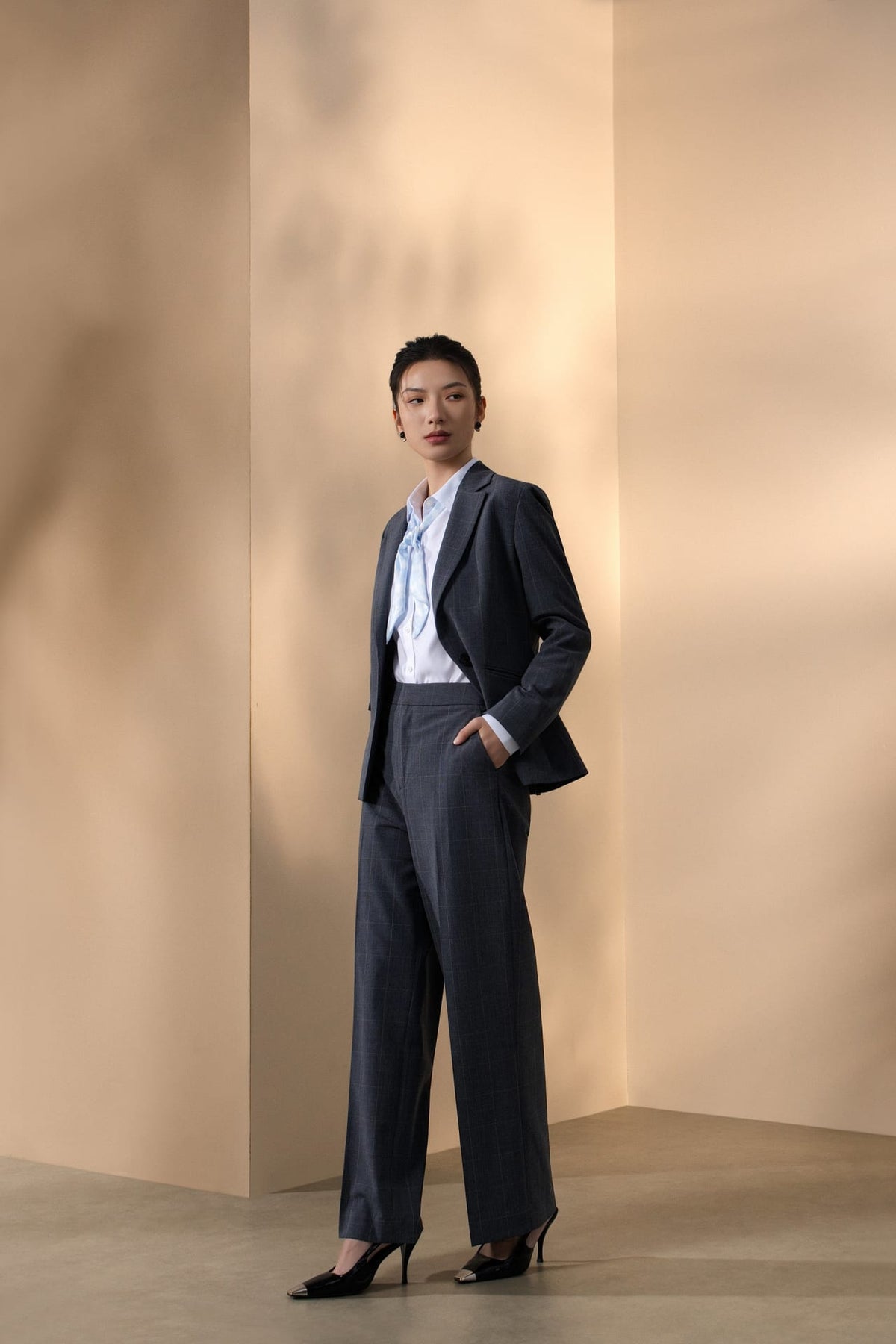 G2000 - Suits - Poly Rayon Plaid Slim Fit Suit Blazer