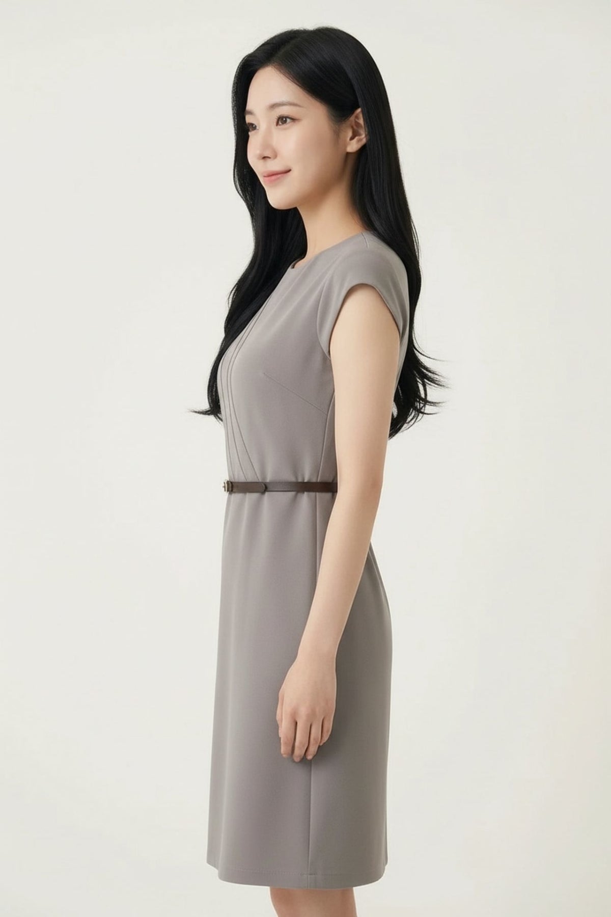 G2000 - Dresses - Multi-Way Stretch Poly Crepe Fit & Flare Round Neck Dress with Belt