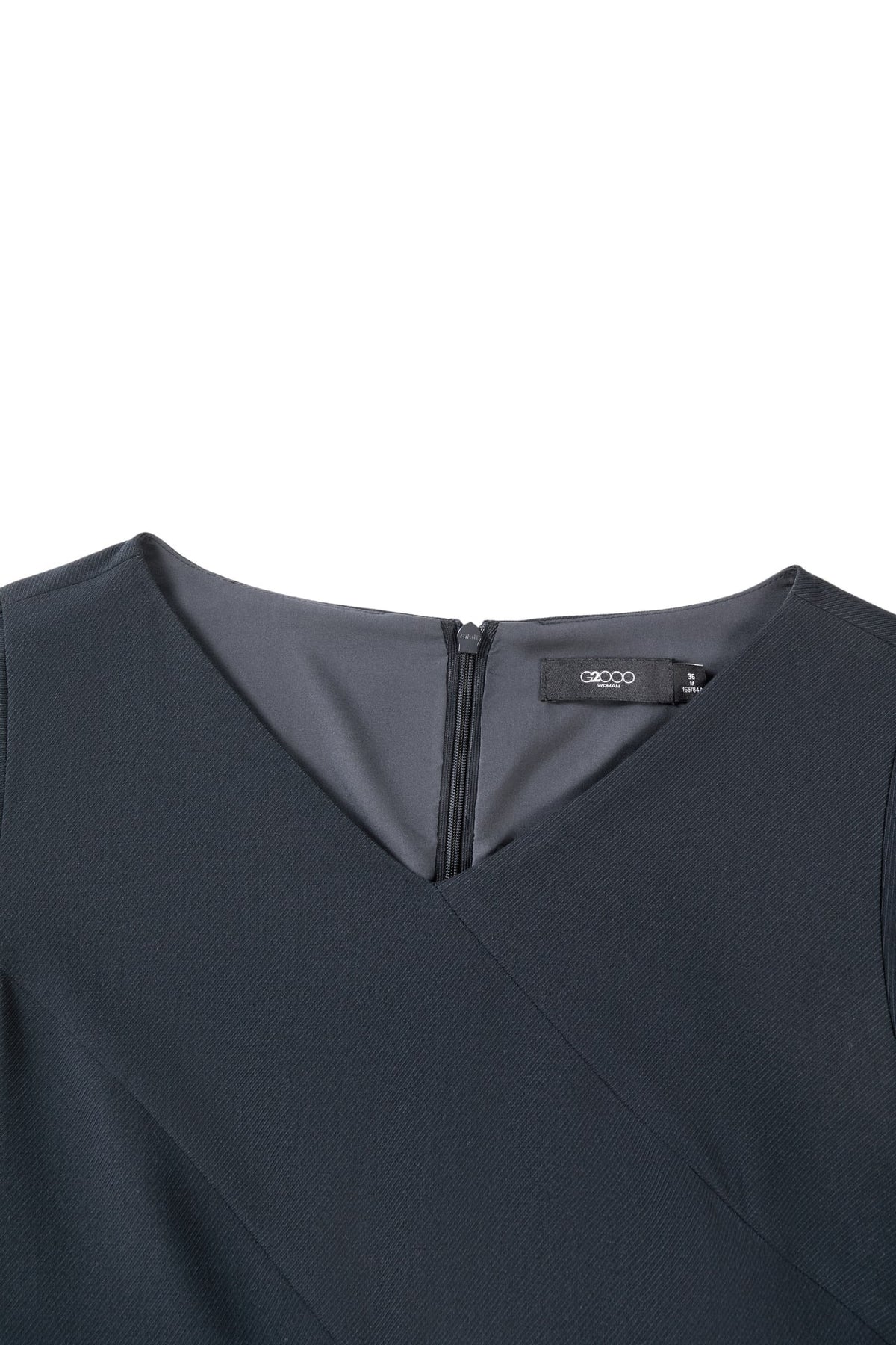 Poly Cavalry Twill Warp Front Comfort Fitted V-Neck Dress