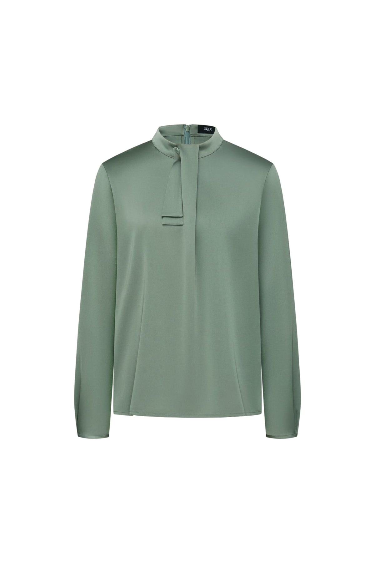 Poly Satin Regular Fit Stand Collar Blouse