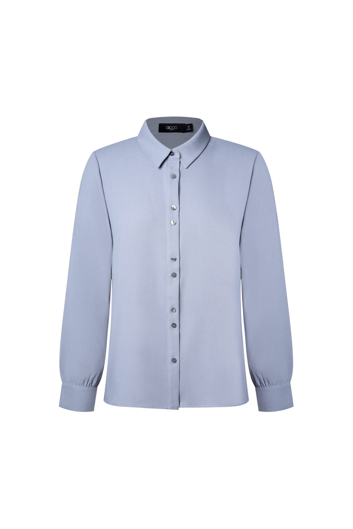 Poly Crepe Crinkle Regular Fit Shirt Collar Blouse