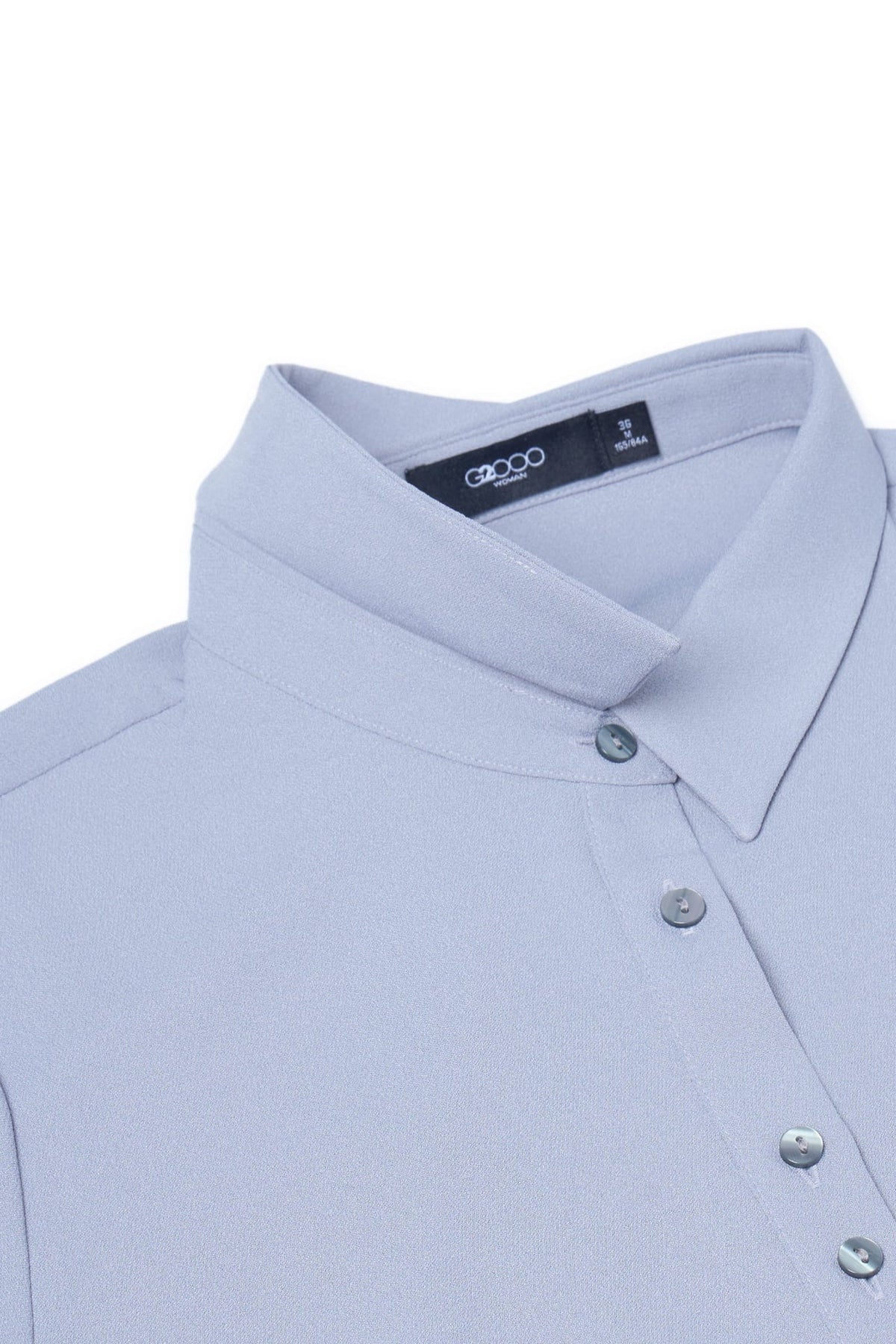 Poly Crepe Crinkle Regular Fit Shirt Collar Blouse