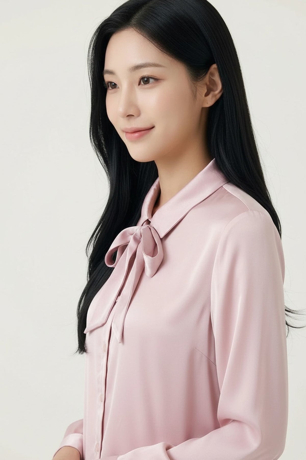 G2000 - Blouses - Poly Fine Twill Regular Fit Shirt Collar Blouse with Detachable Organza Bow