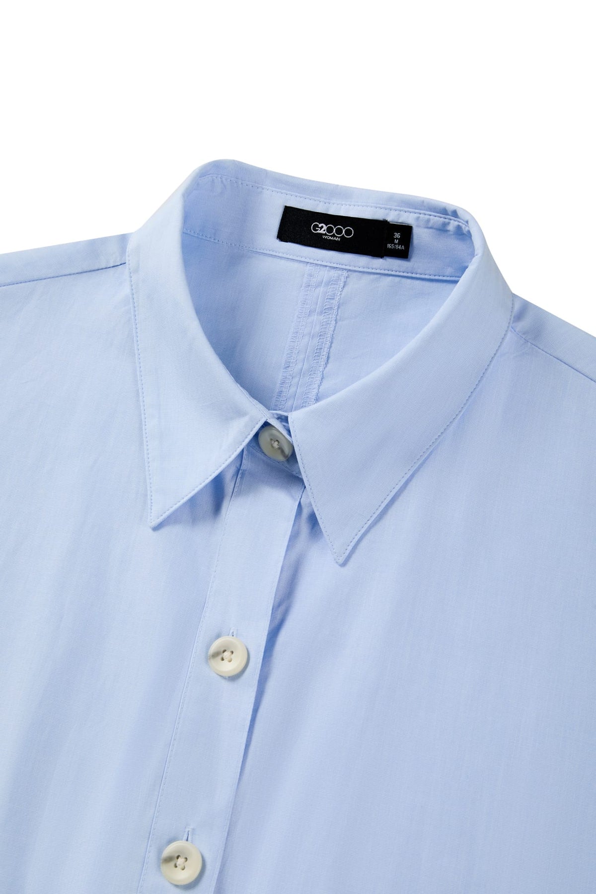 Cotton Chambray Relax Fit Shirt Collar Short Sleeve Blouse