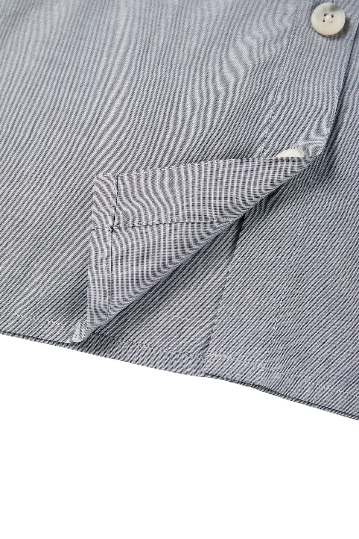 Cotton Chambray Relax Fit Shirt Collar Short Sleeve Blouse