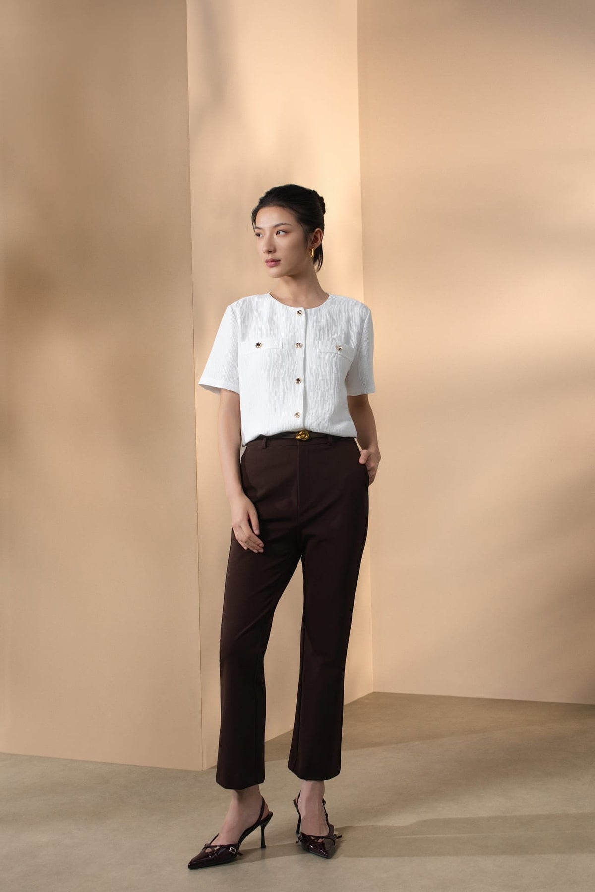 G2000 - Blouses - Nylon Blend Double Weave Regular Fit Short Sleeve Blouse