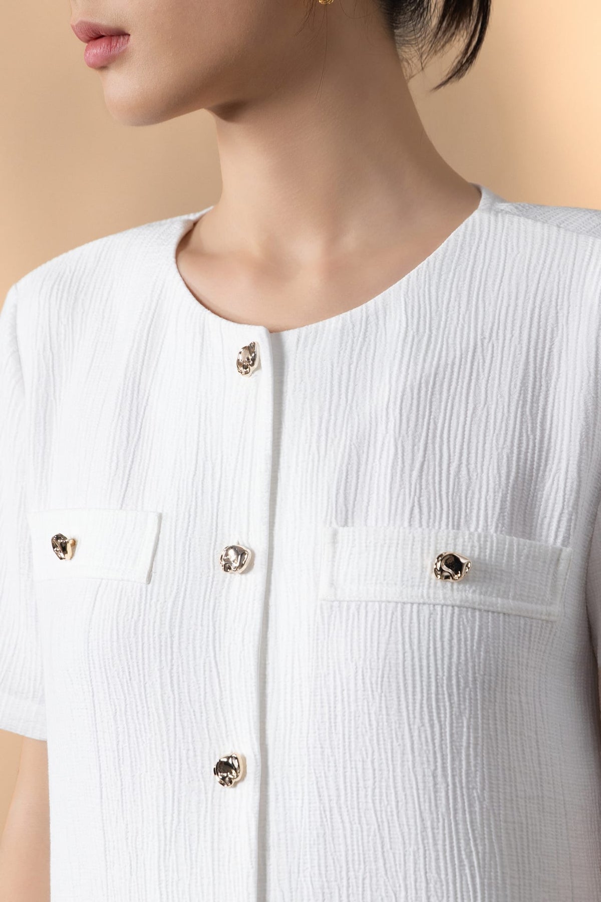 G2000 - Blouses - Nylon Blend Double Weave Regular Fit Short Sleeve Blouse