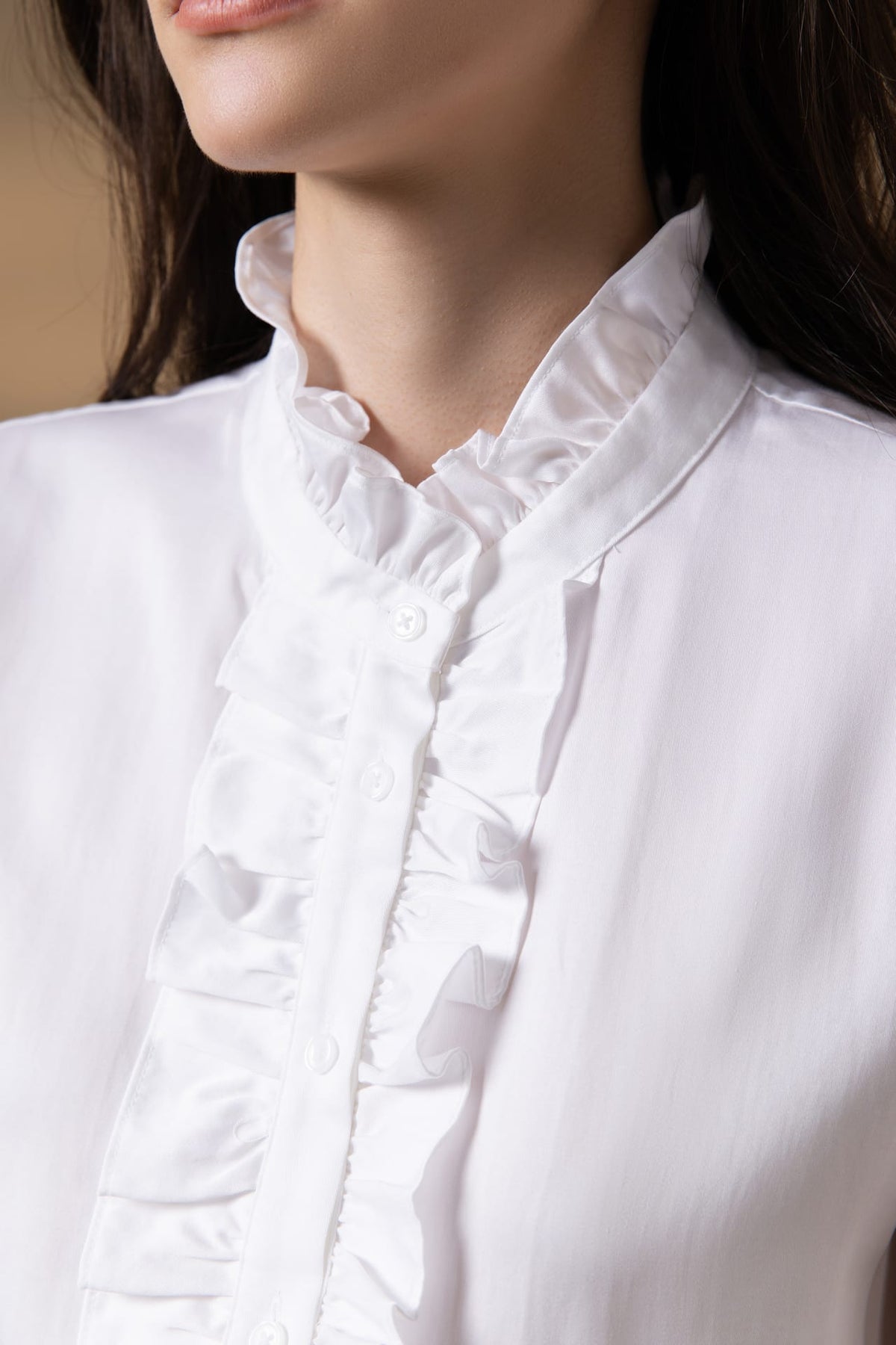 Lyocell Twill Regular Fit Stand Collar Sleeveless Blouse