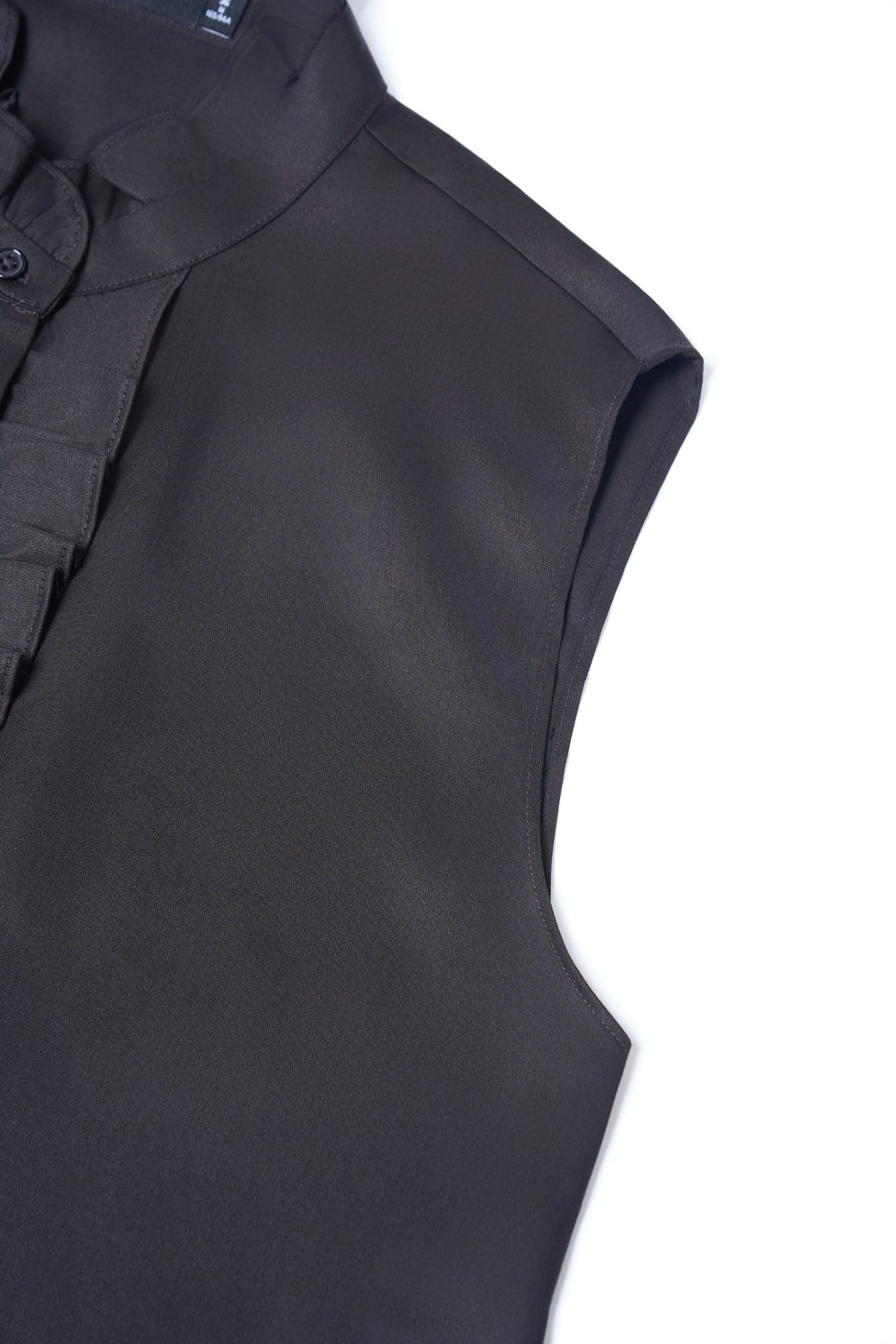 Lyocell Twill Regular Fit Stand Collar Sleeveless Blouse