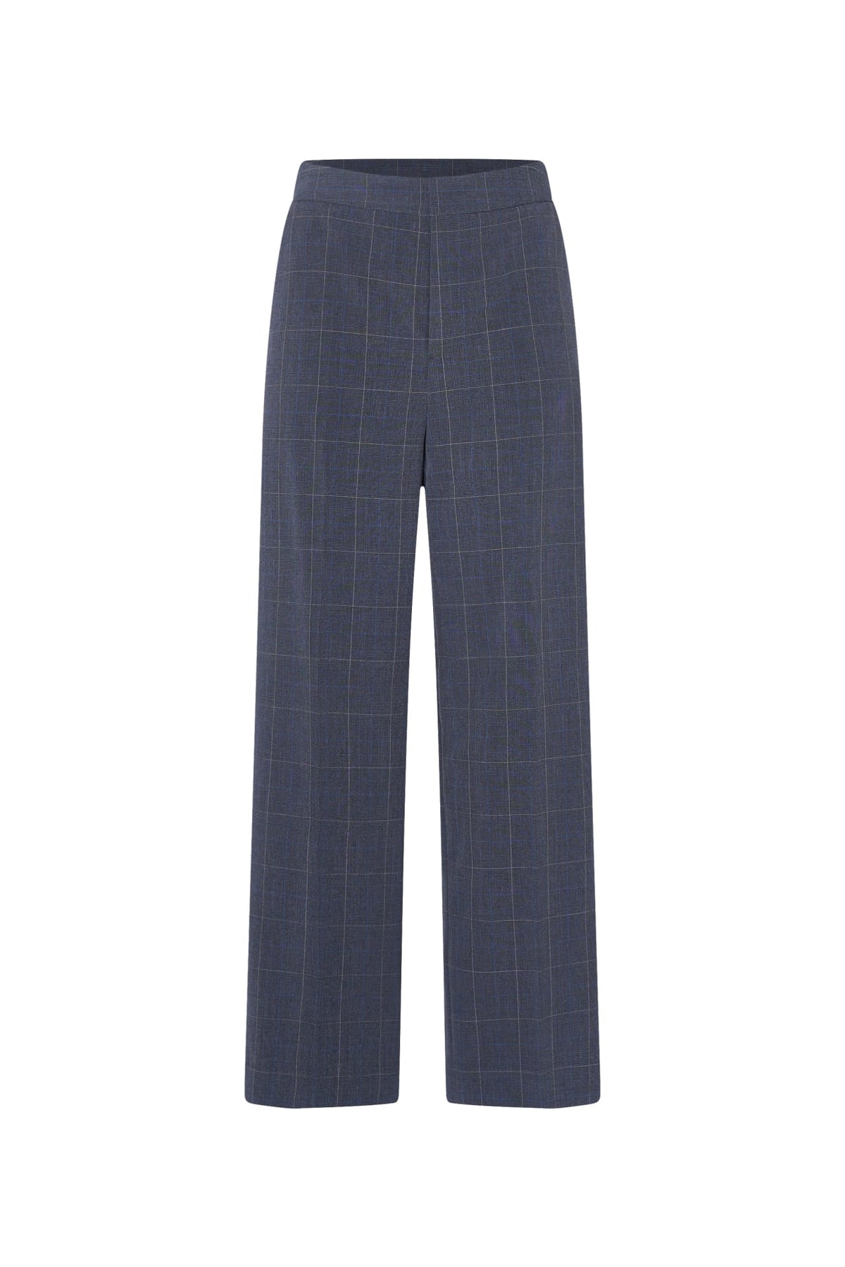 Poly Blend Plaid Straight Leg Suit Pants